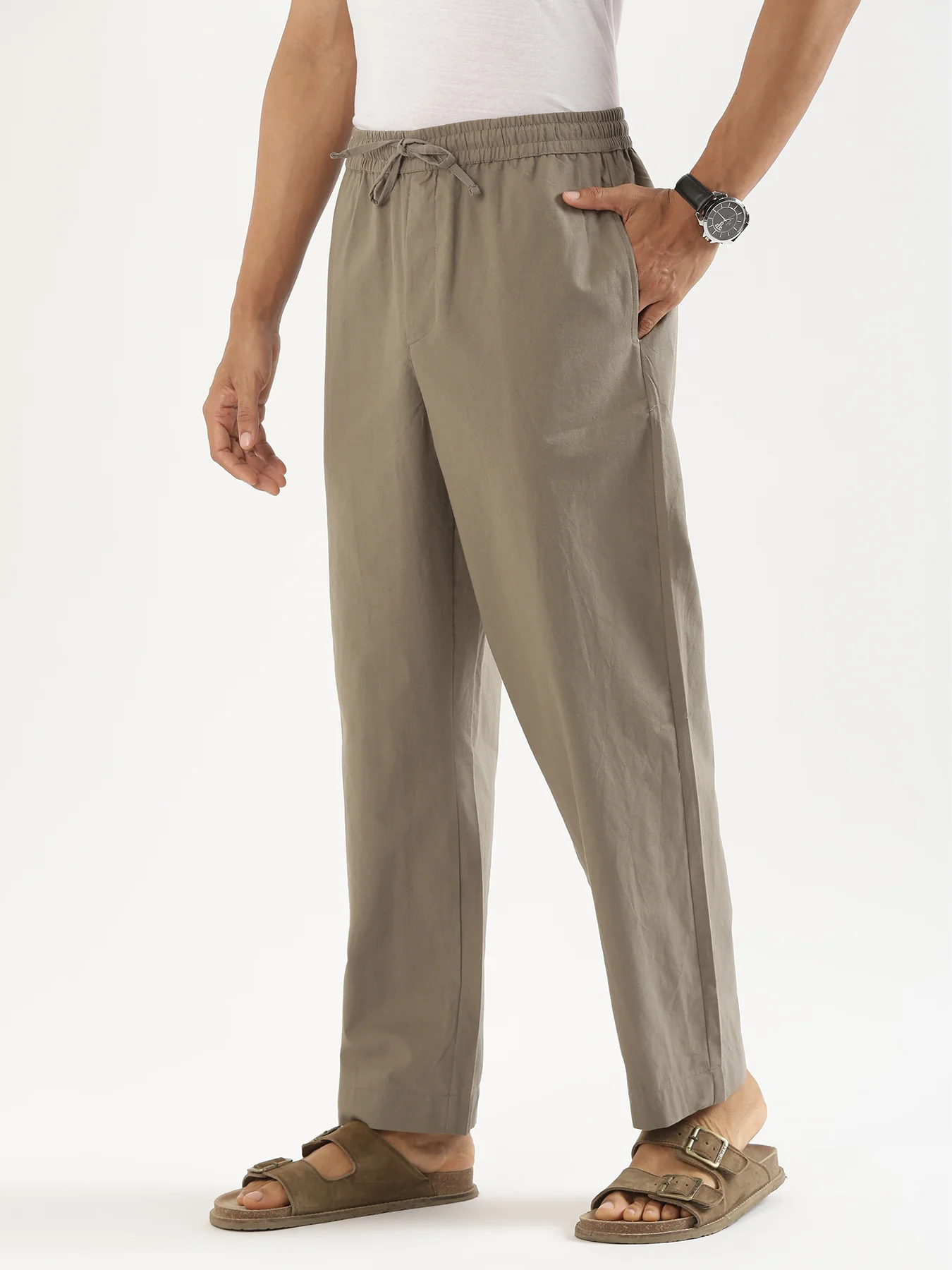 Men Grey Cotton Pant - Image 4