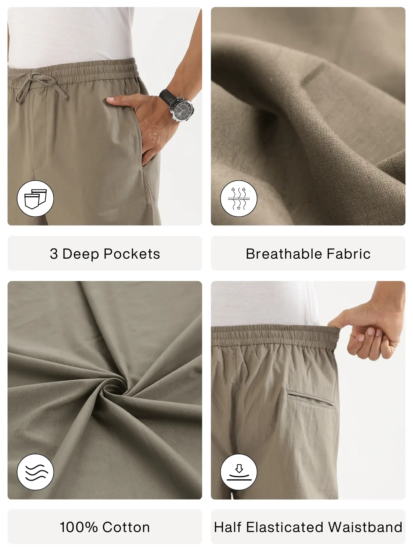Men Khakhi Cotton Pant - Image 2
