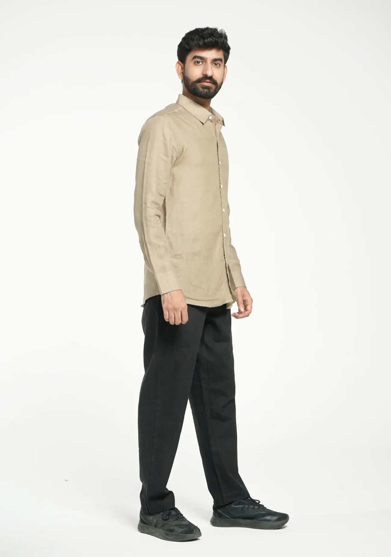 Men Khakhi Pure Linen Full Sleeve Shirt - Image 10