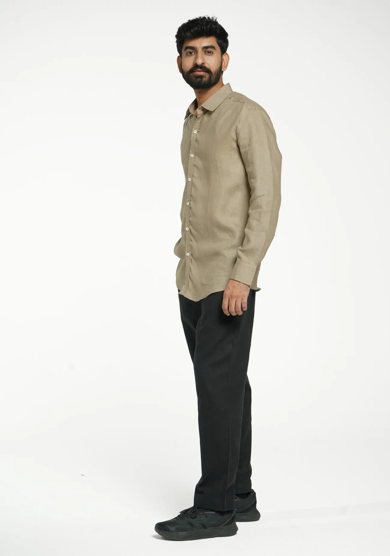 Men Khakhi Pure Linen Full Sleeve Shirt - Image 11