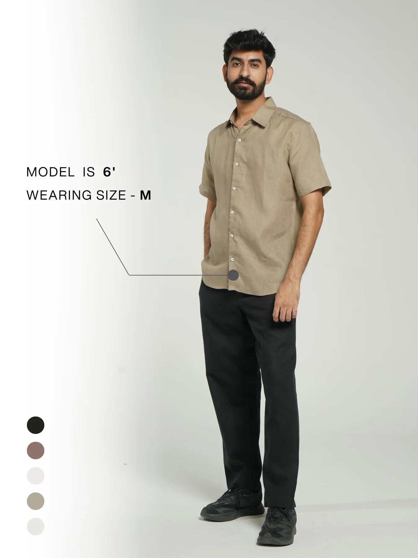 Men Khakhi Pure Linen Short Sleeve Shirt - Image 12