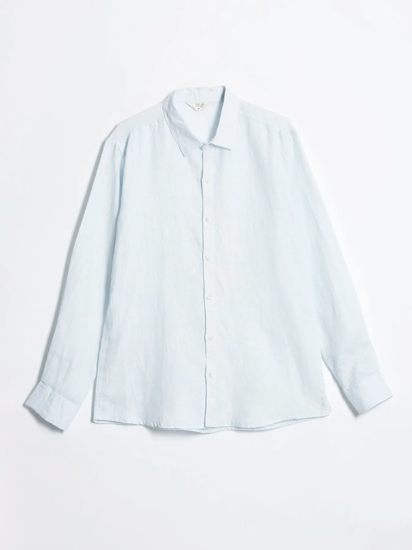Men Light Blue Pure Linen Full Sleeve Shirt - Image 13