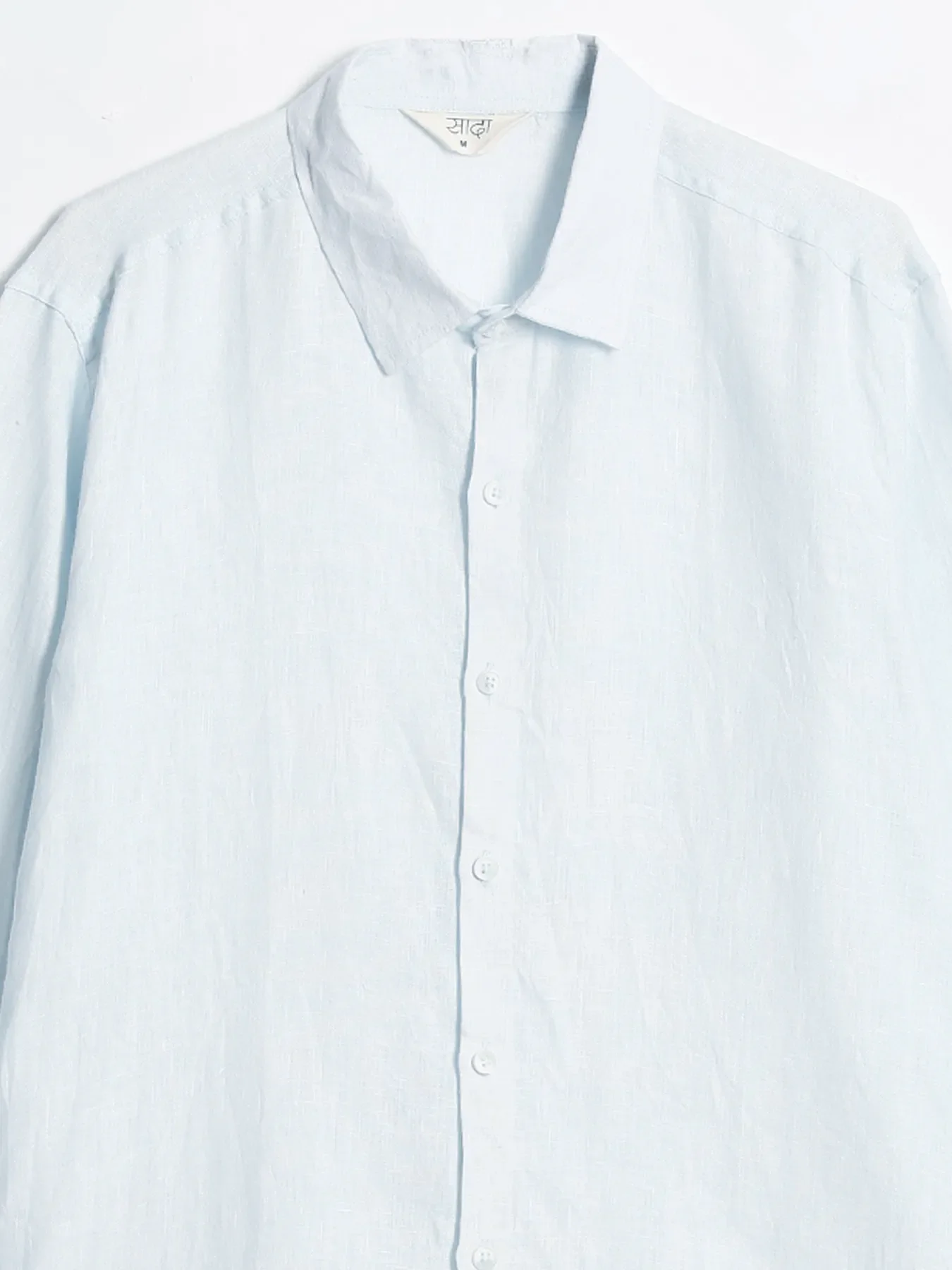 Men Light Blue Pure Linen Full Sleeve Shirt - Image 14