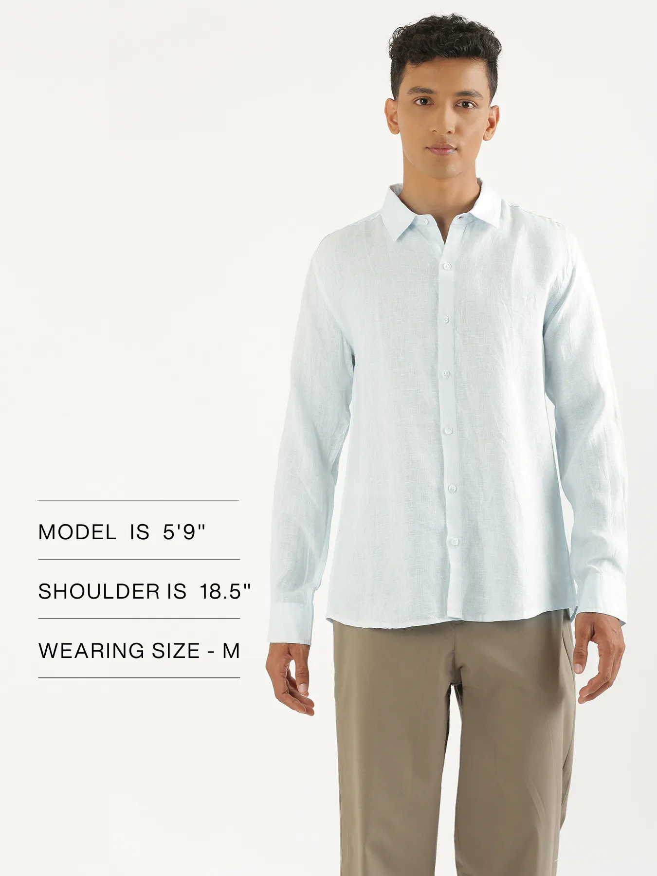 Men Light Blue Pure Linen Full Sleeve Shirt - Image 15