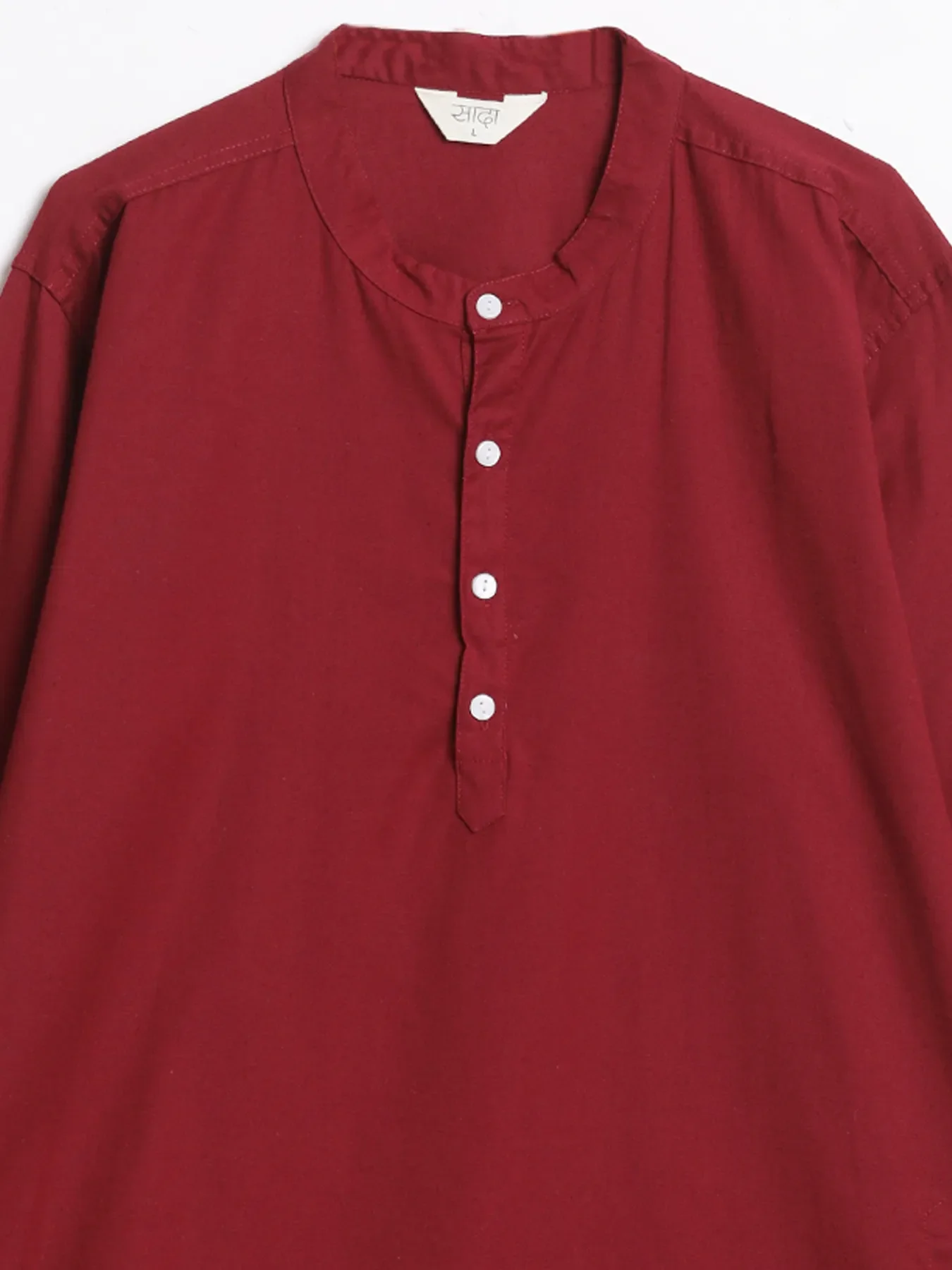 Men Maroon Airy Linen Long Kurta - Image 14