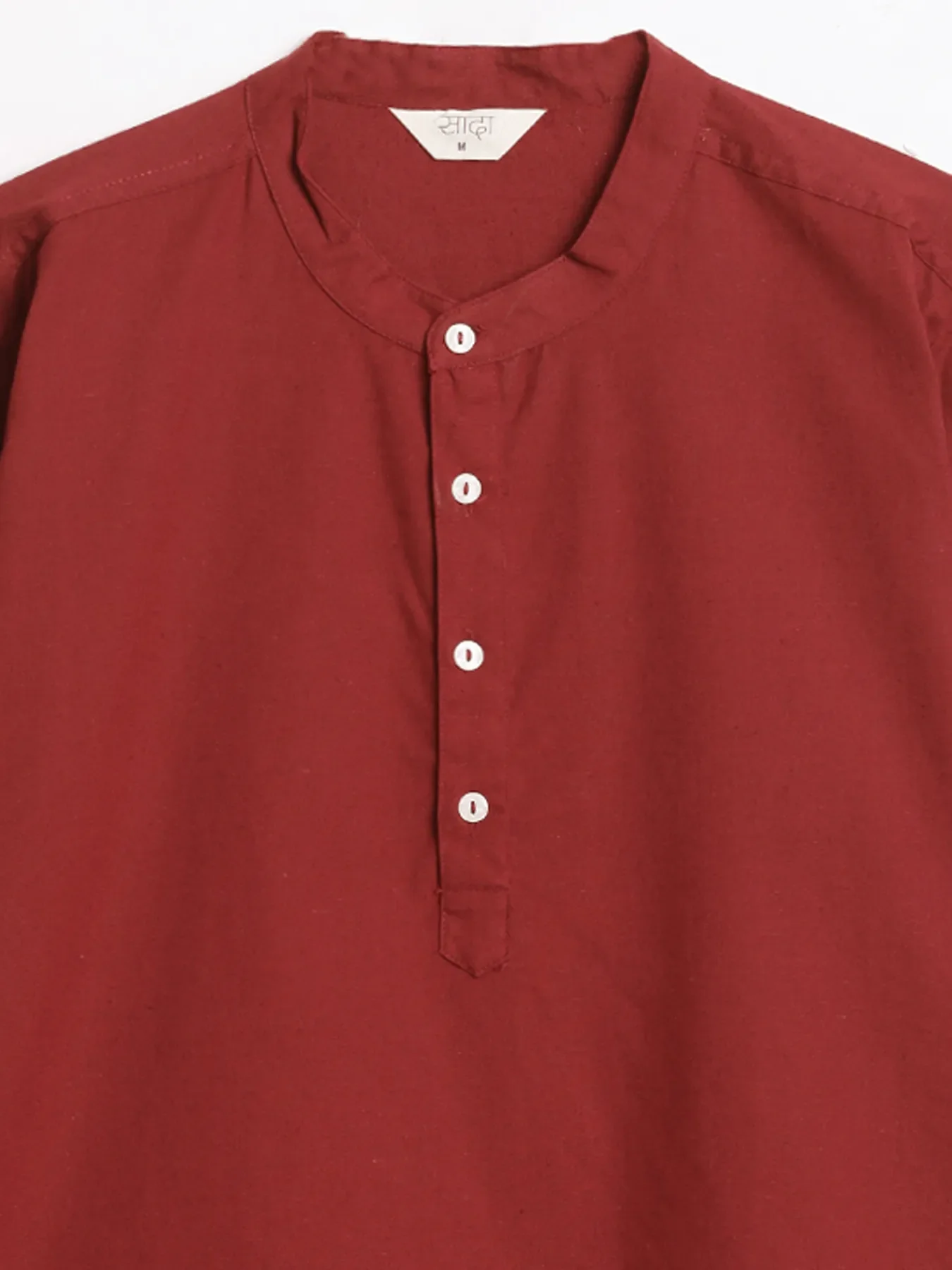 Men Maroon Airy Linen Short Kurta - Image 15