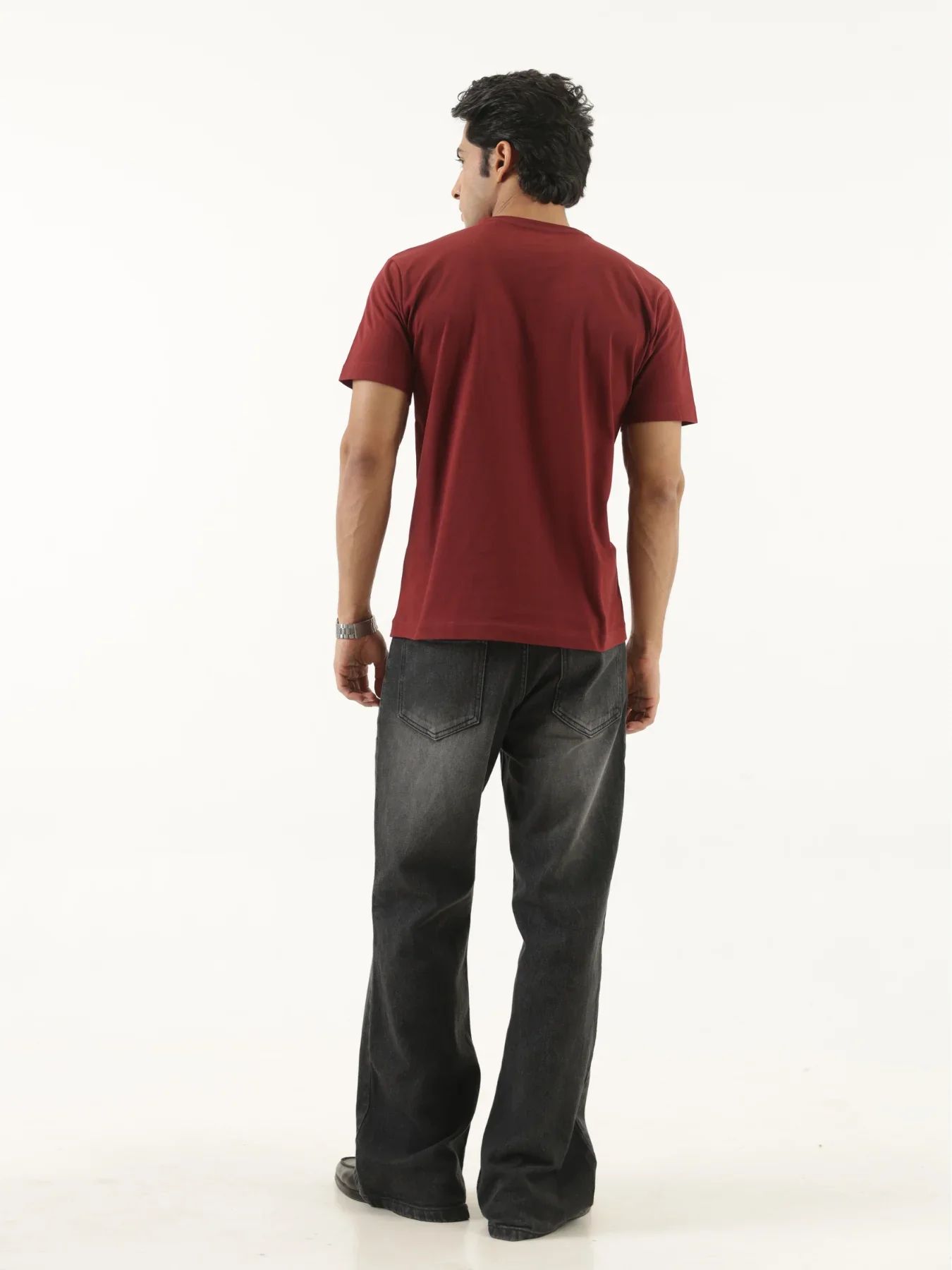Men Maroon Round Neck T-shirt - Image 6