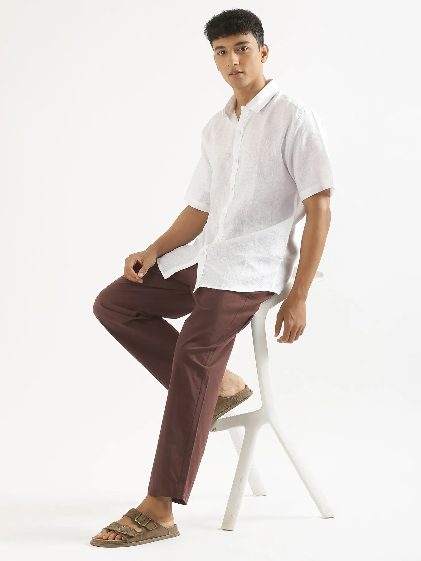 Men Mauve Brown Cotton Pant - Image 11