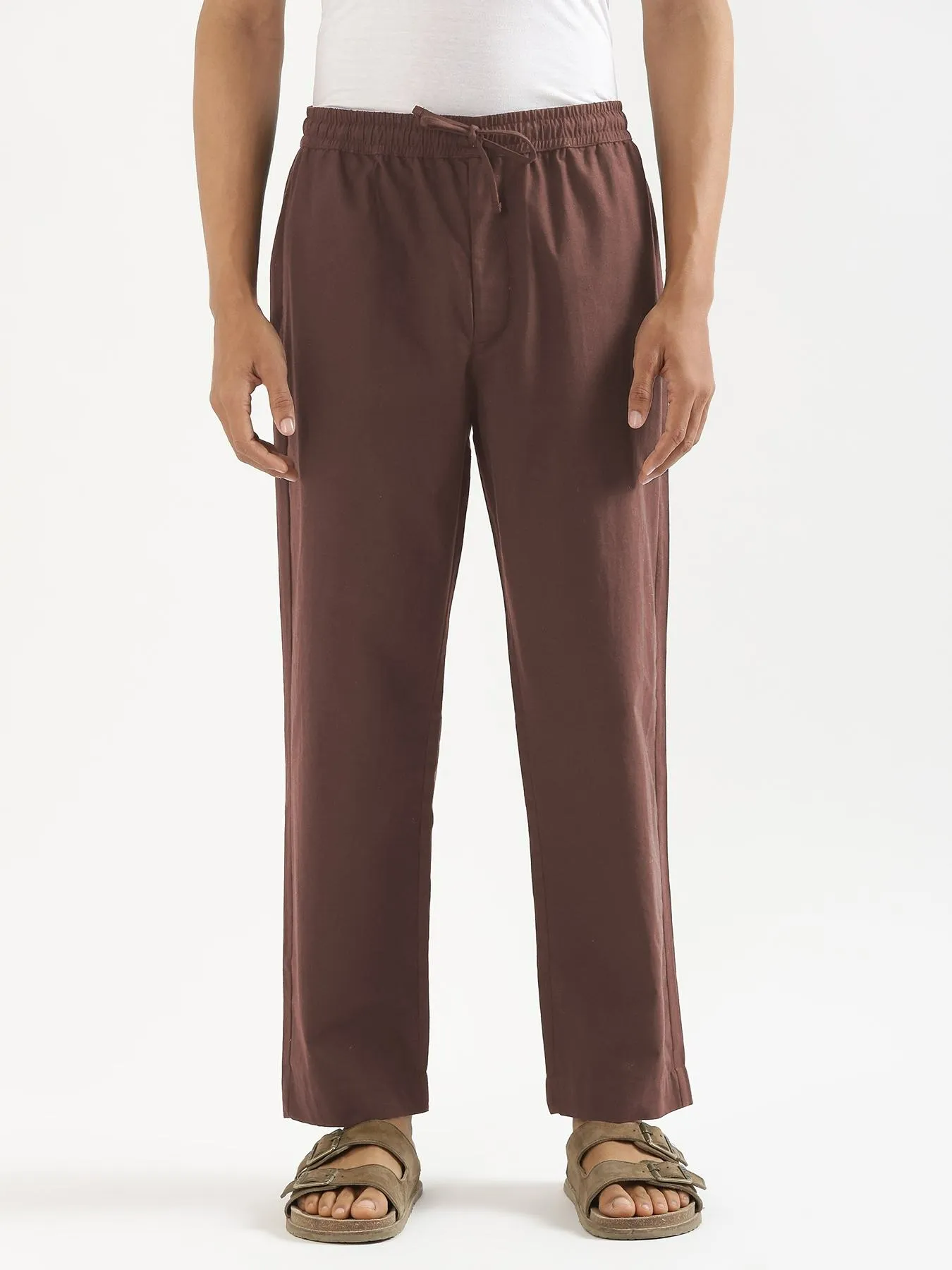 Men Mauve Brown Cotton Pant - Image 4