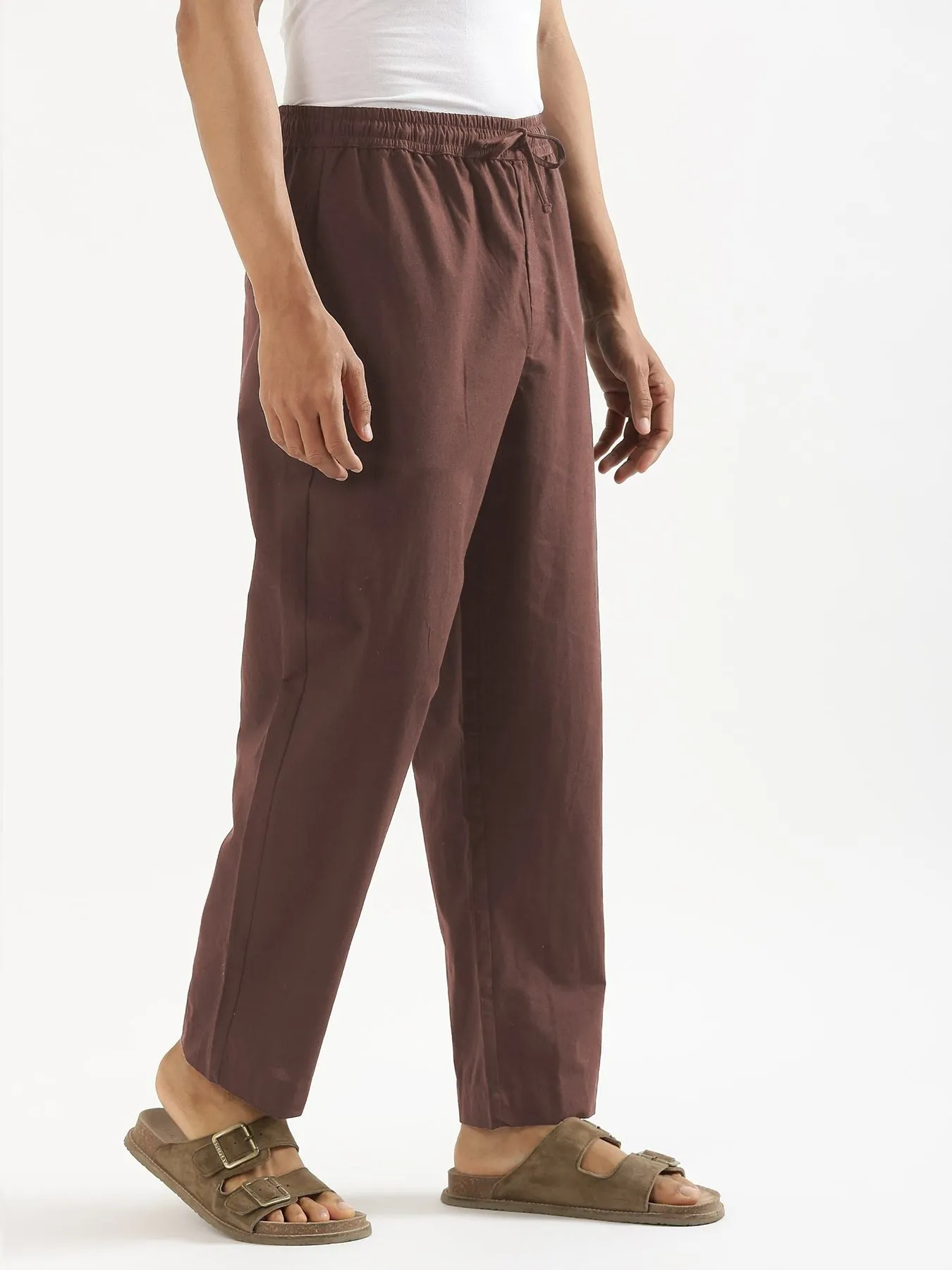 Men Mauve Brown Cotton Pant - Image 6