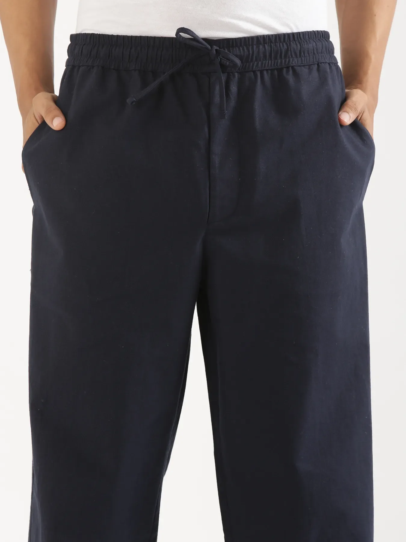 Men Navy Blue Cotton Pant - Image 10
