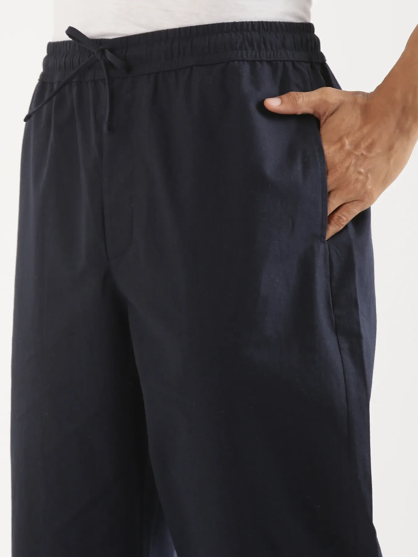 Men Navy Blue Cotton Pant - Image 11