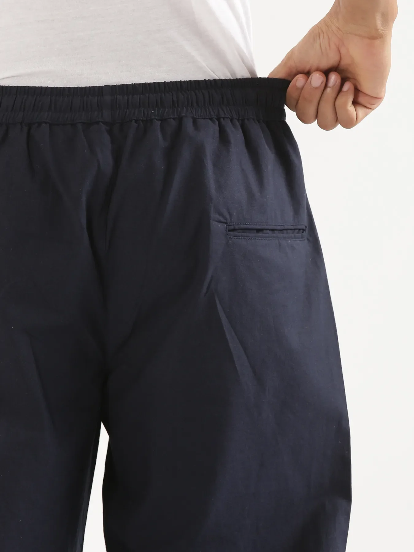 Men Navy Blue Cotton Pant - Image 12