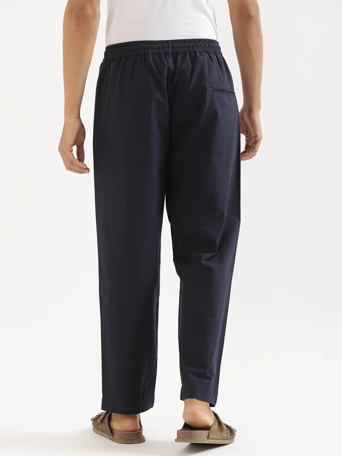 Men Navy Blue Cotton Pant - Image 6