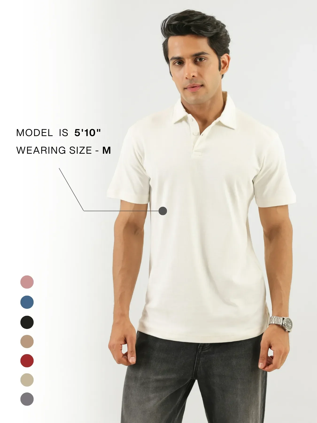 Men Off White Polo T-shirt - Image 10