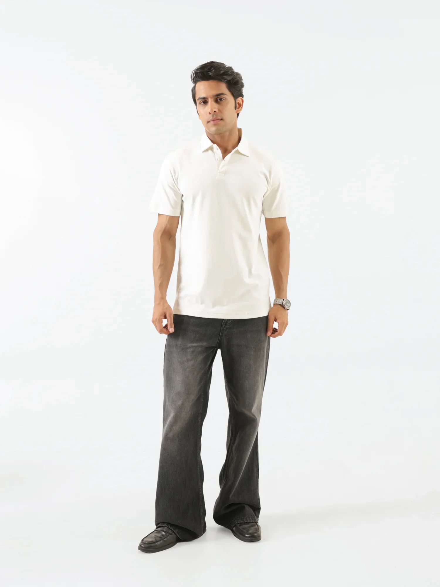Men Off White Polo T-shirt - Image 3