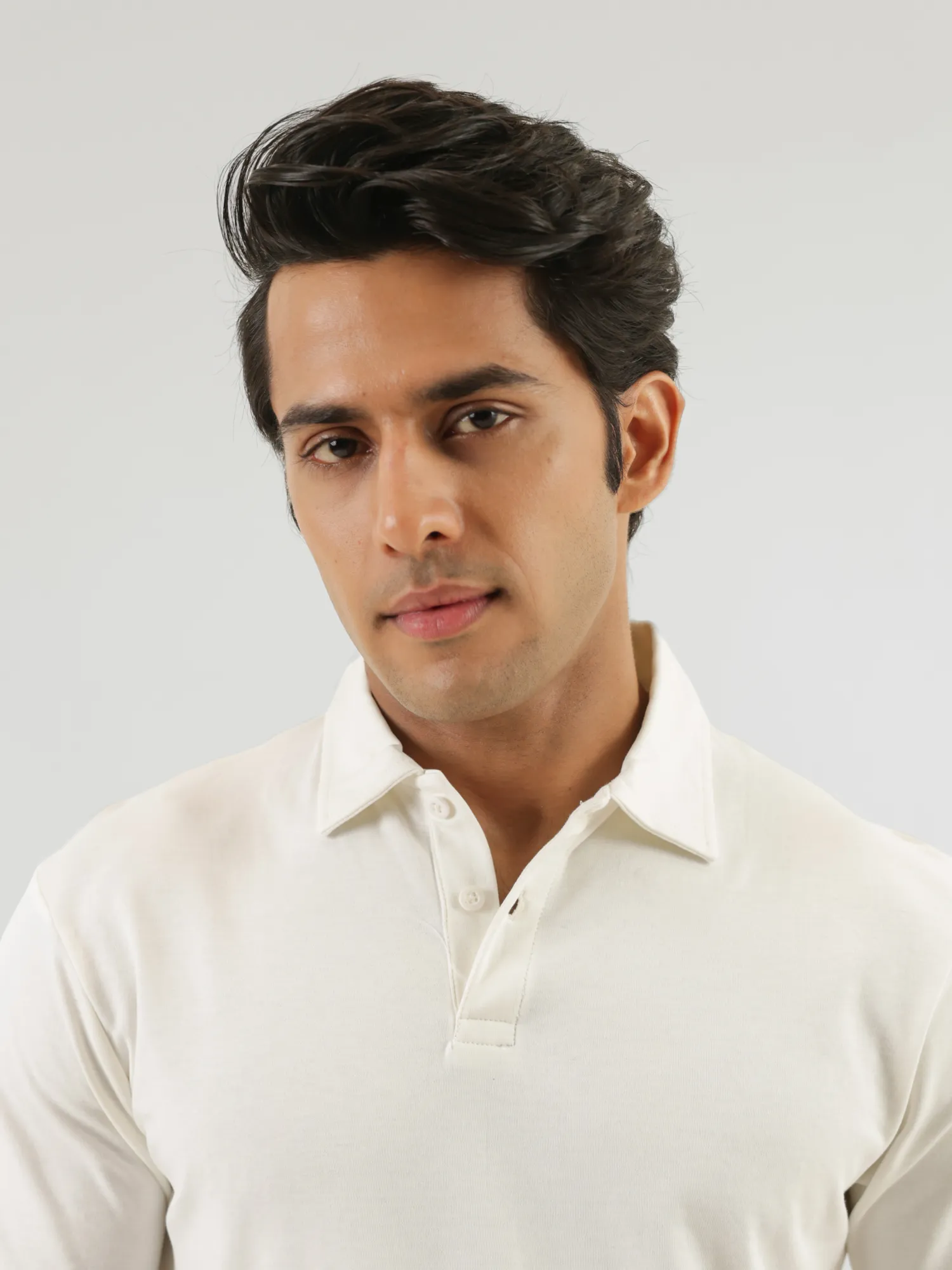 Men Off White Polo T-shirt - Image 4