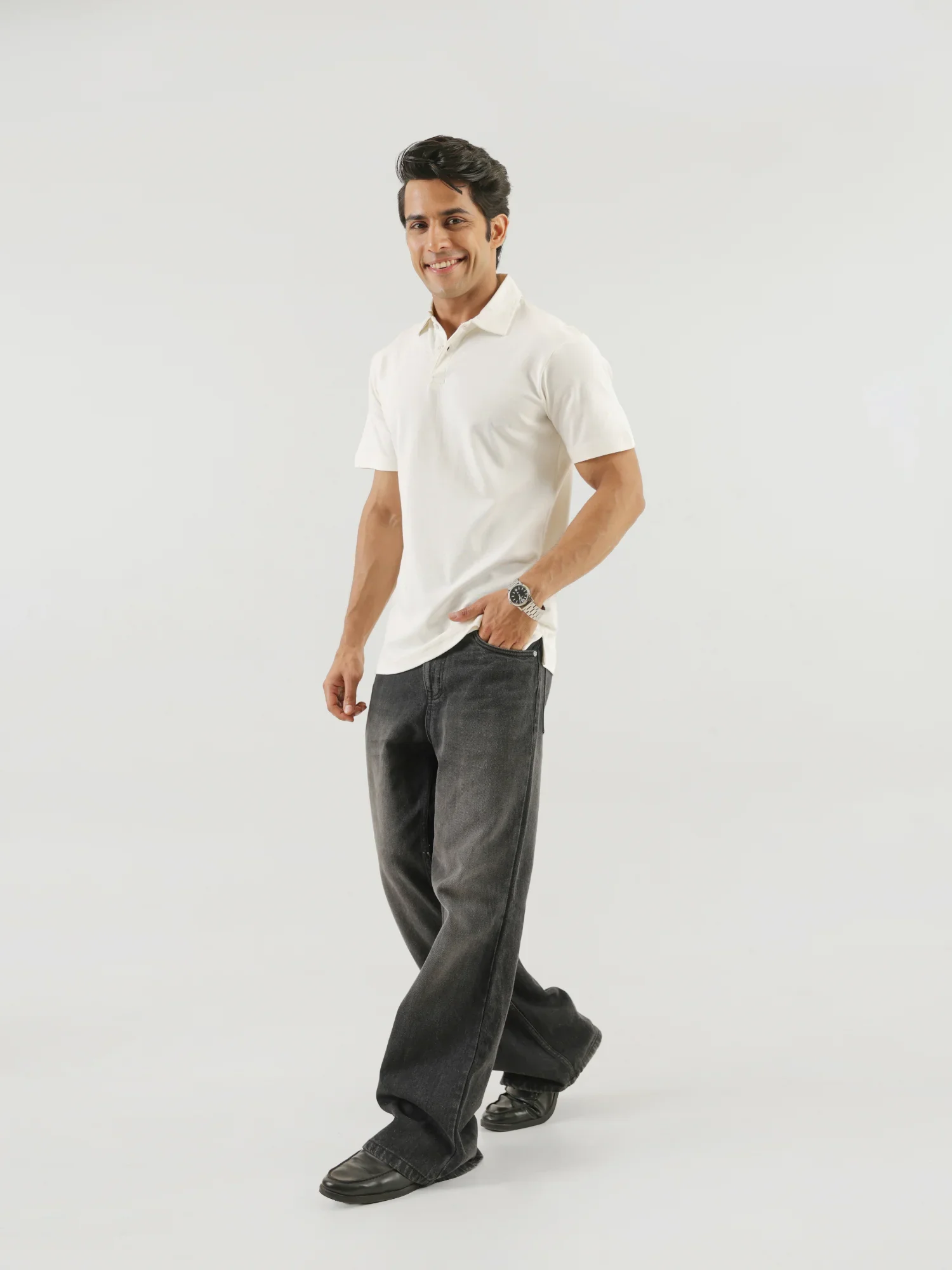 Men Off White Polo T-shirt - Image 5