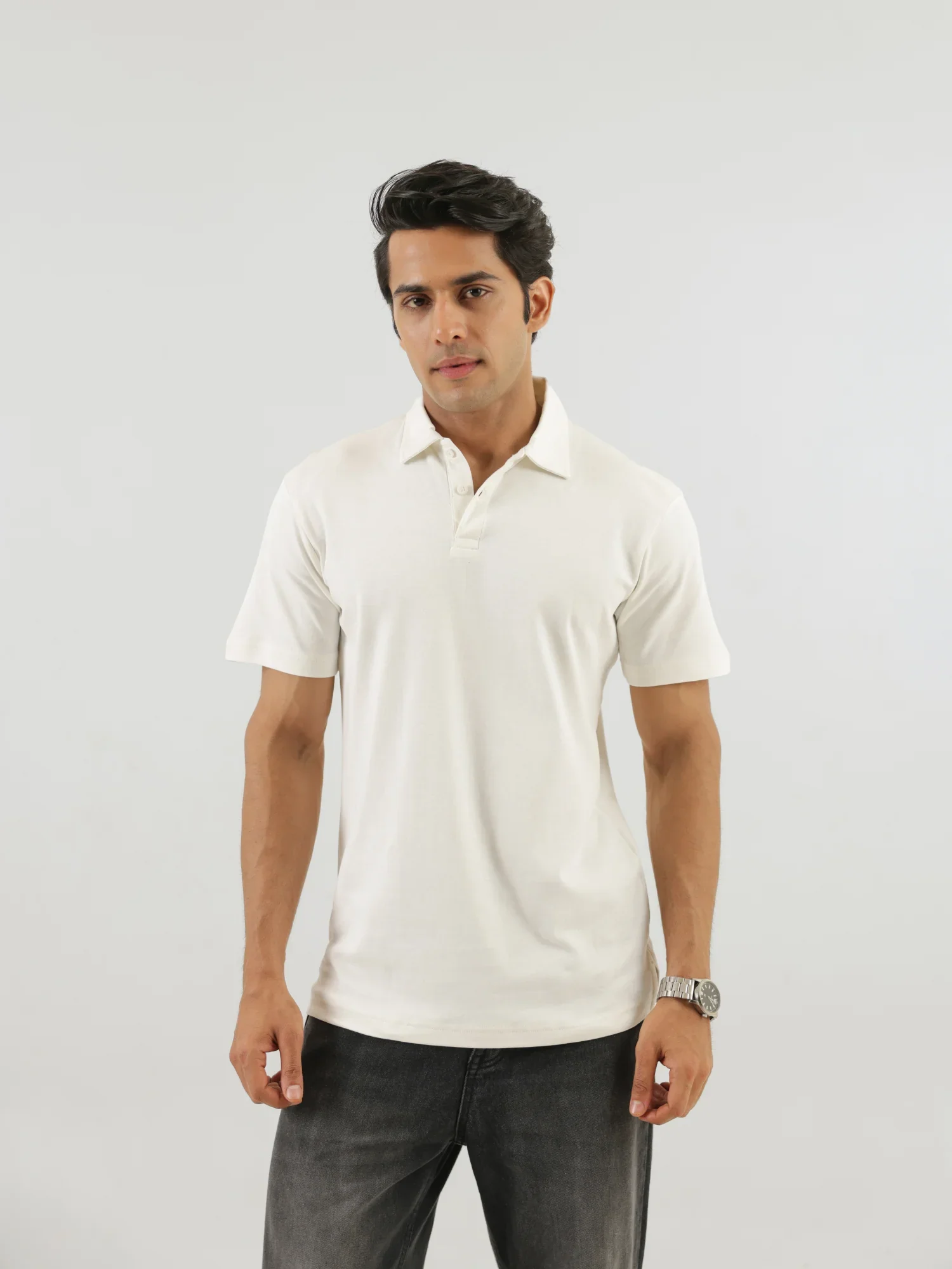 Men Off White Polo T-shirt - Image 6