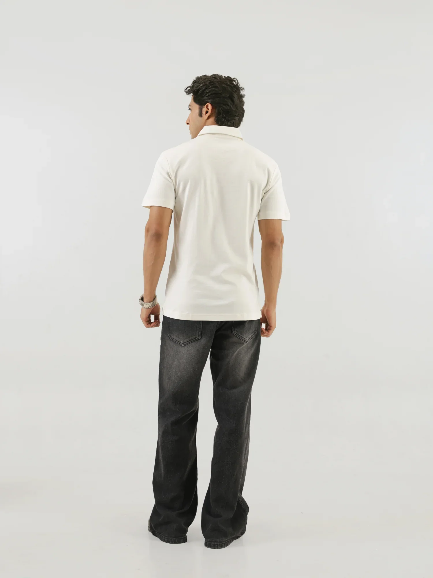 Men Off White Polo T-shirt - Image 7