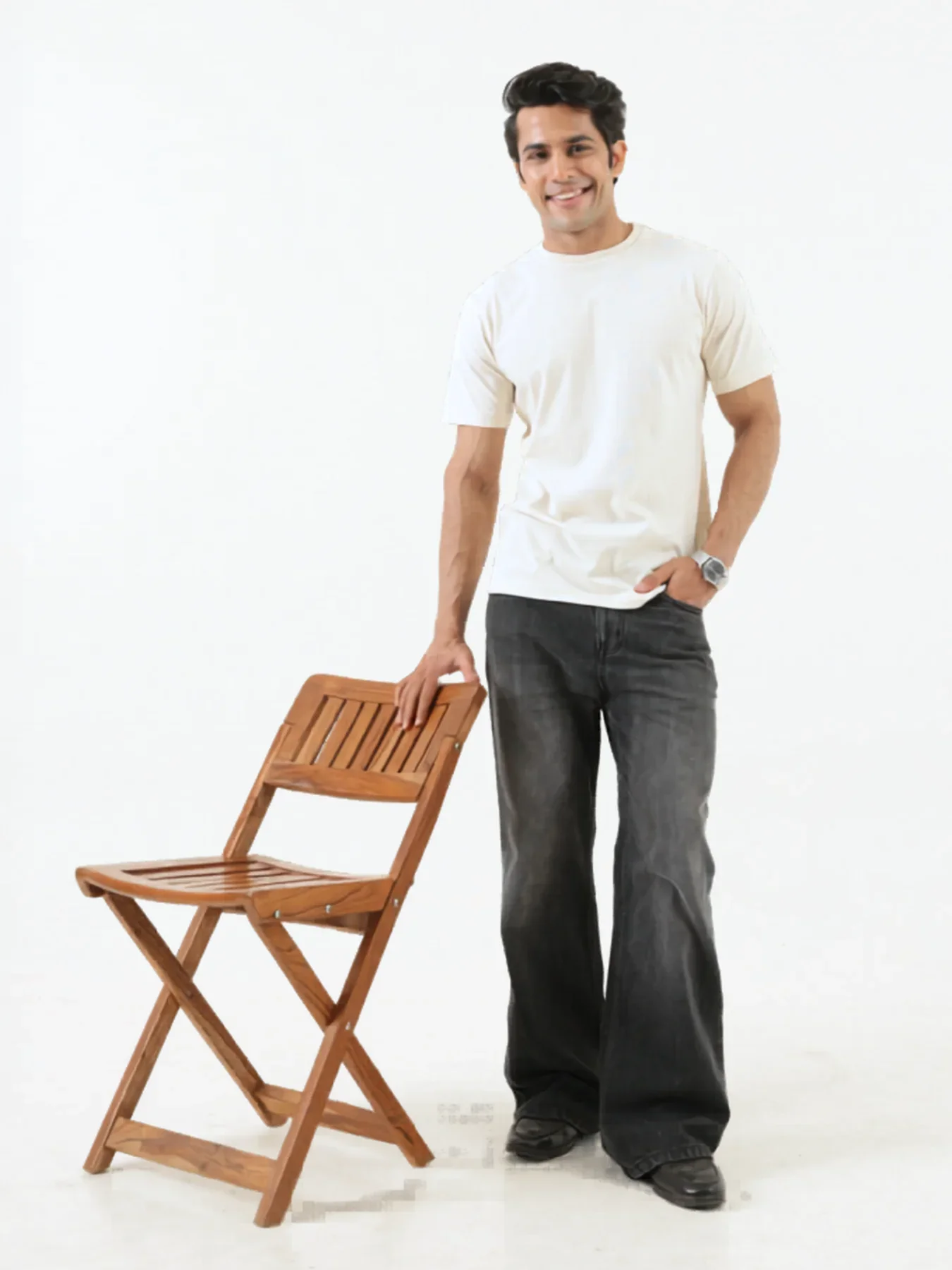 Men Off White Round Neck T-shirt - Image 9