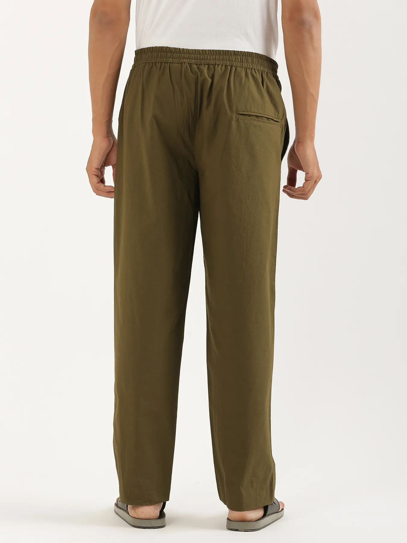Men Olive Green Cotton Pant - Image 8