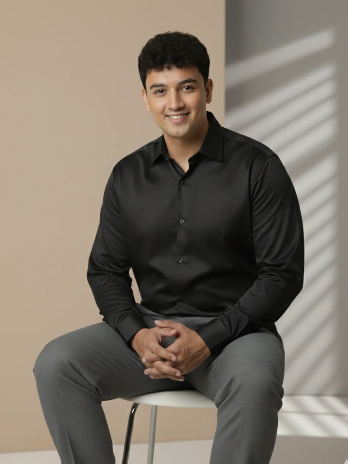 Men Plus Size Black Formal Shirts