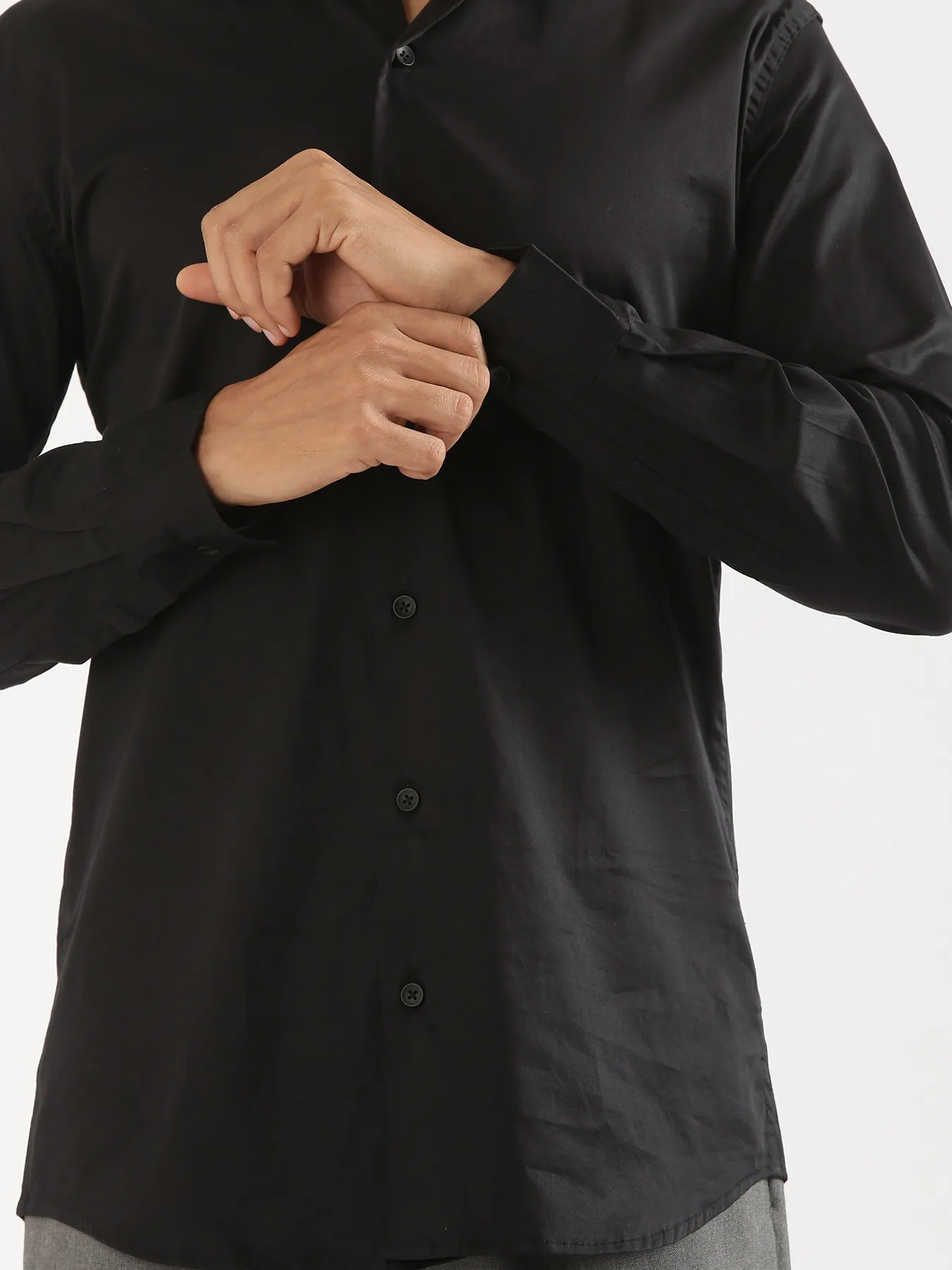 Men Plus Size Black Formal Shirts - Image 4