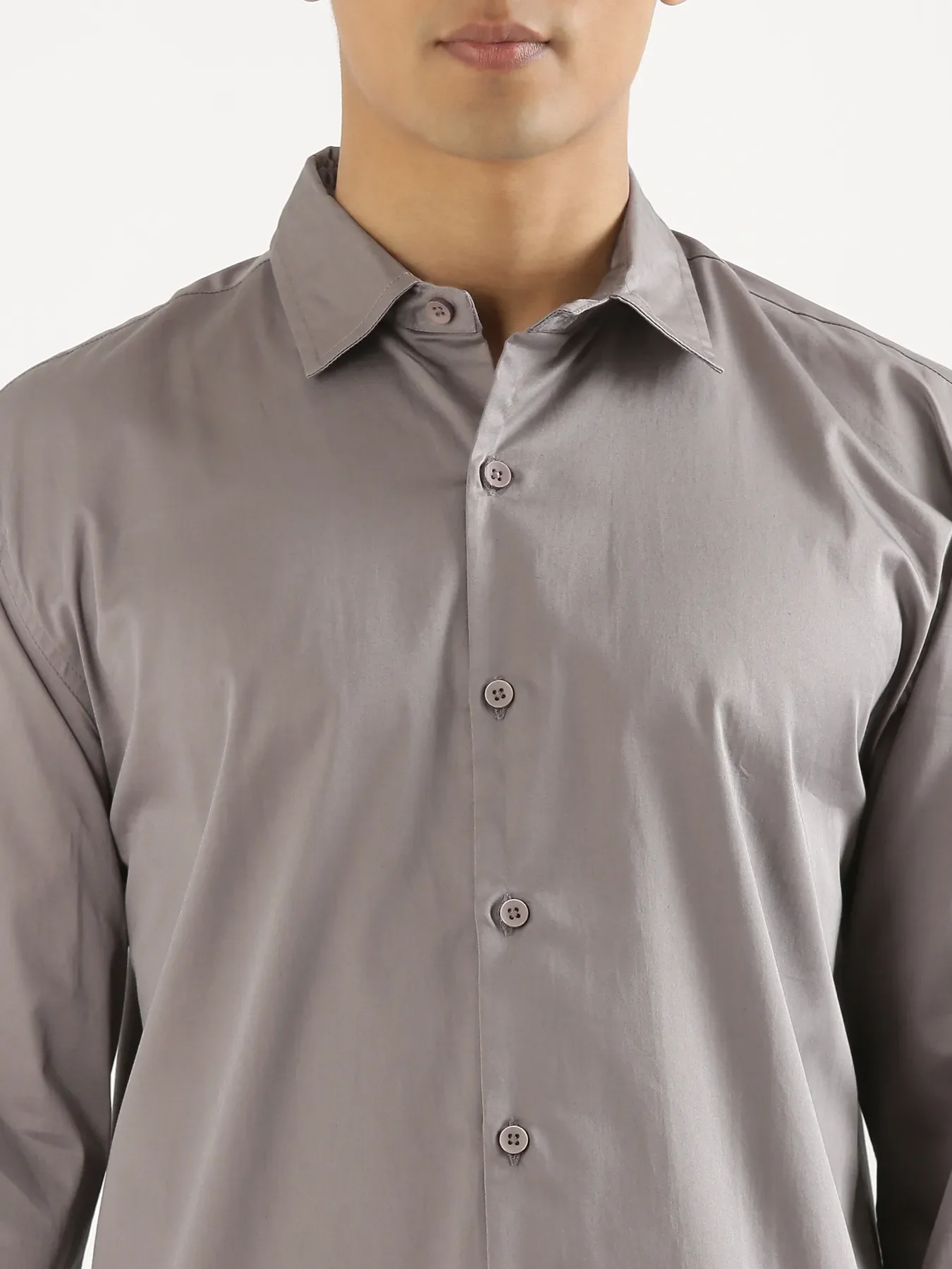 Men Plus Size Grey Formal Shirts - Image 3