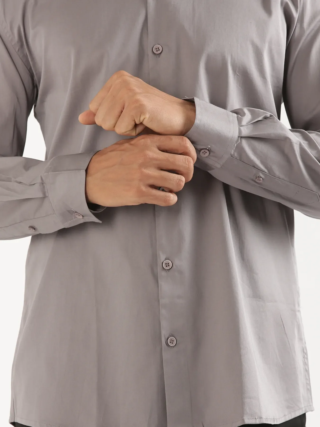 Men Plus Size Grey Formal Shirts - Image 4