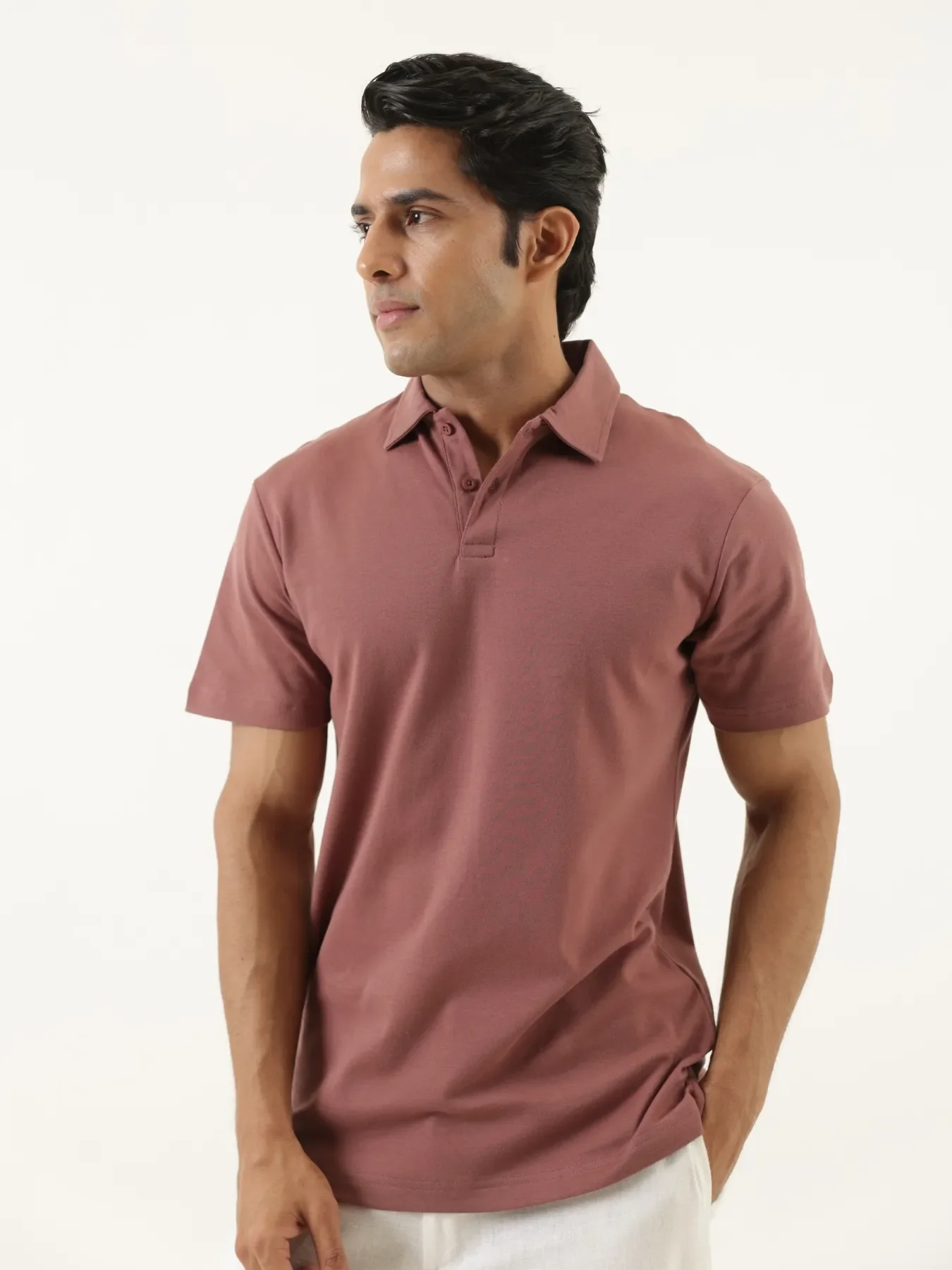 Men Rose Taupe Polo T-shirt