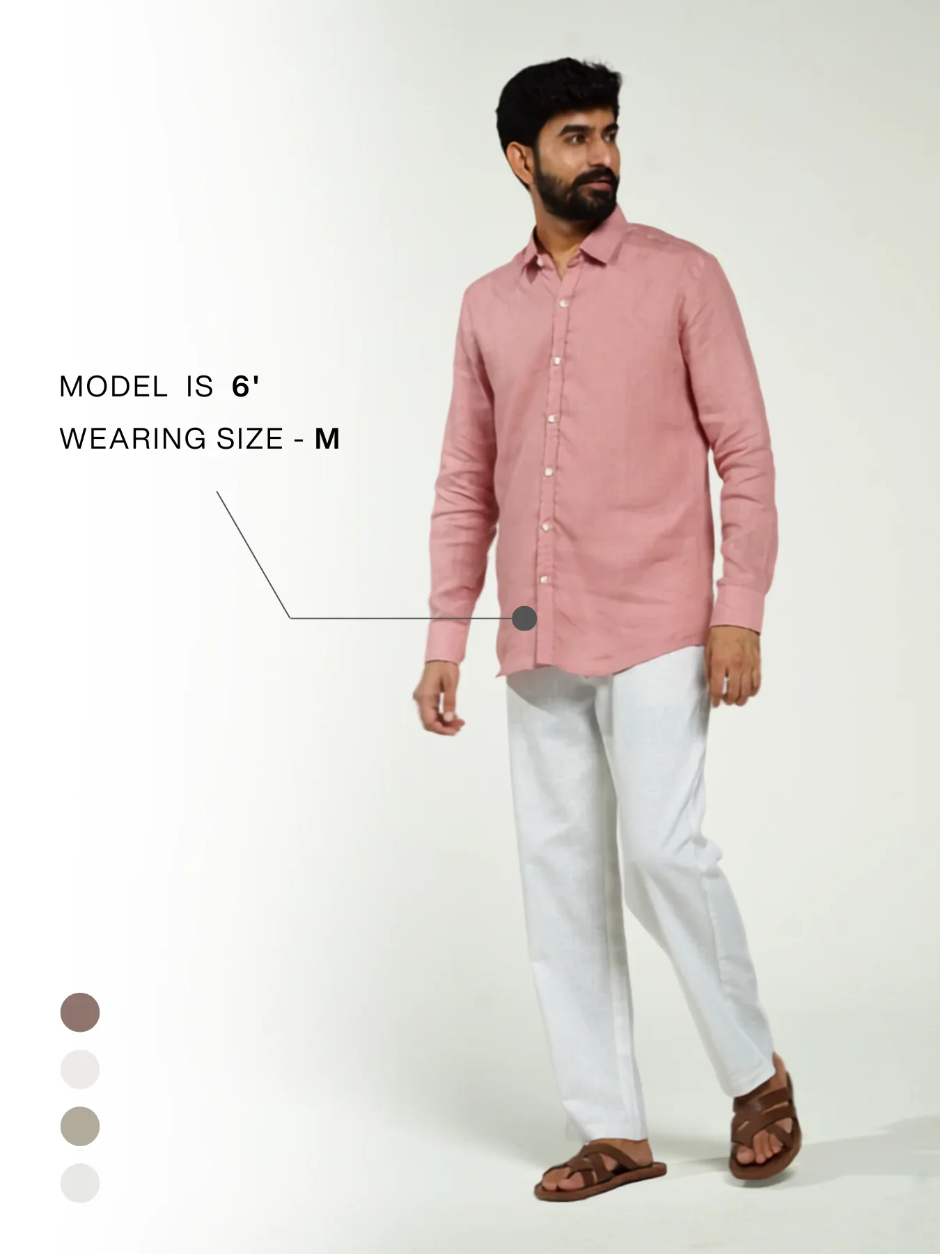 Men Rose Taupe Pure Linen Full Sleeve Shirt - Image 14