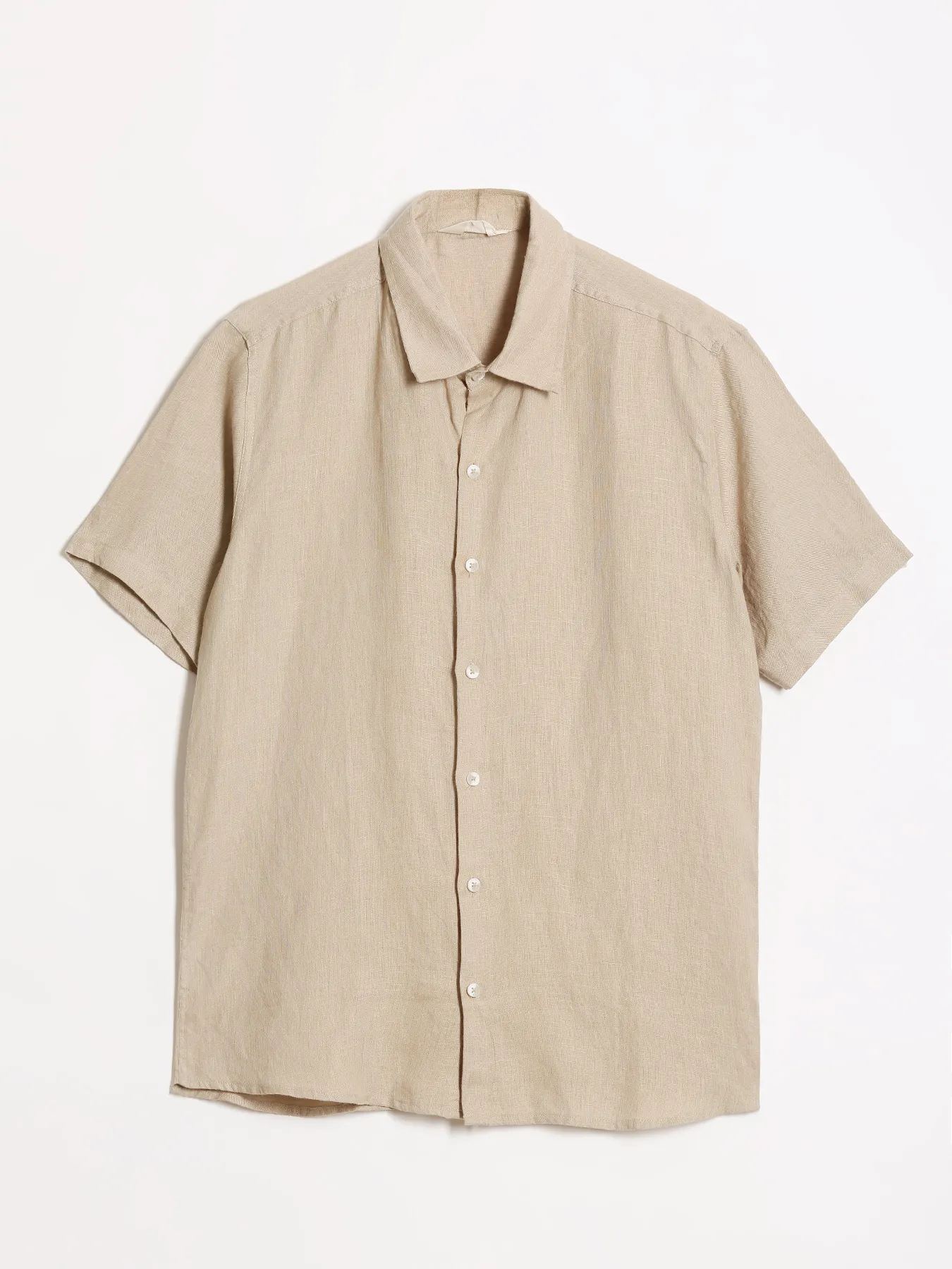 Men Taupe Pure Linen Short Sleeve Shirt - Image 11