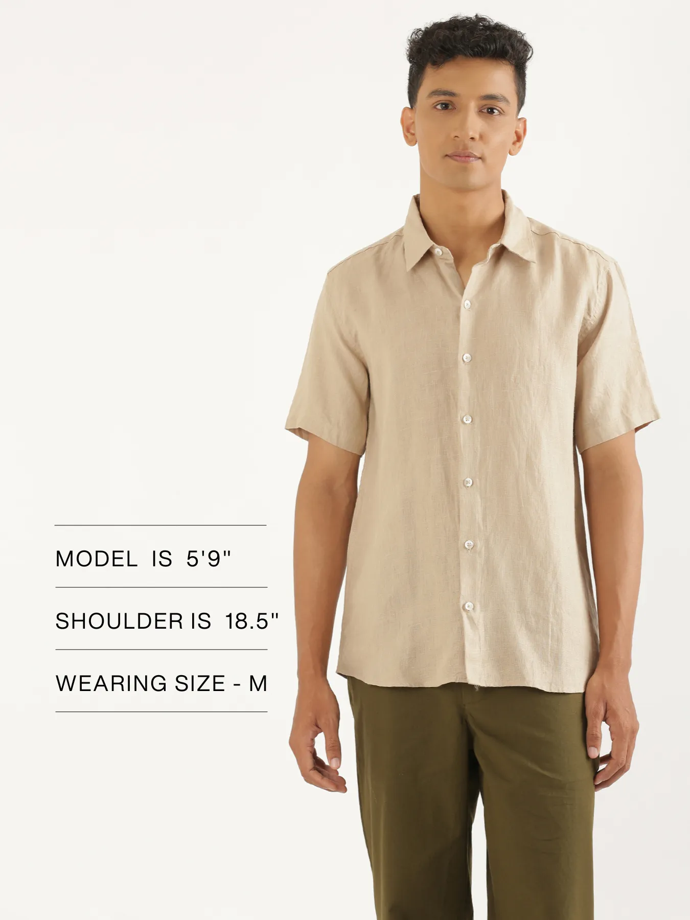 Men Taupe Pure Linen Short Sleeve Shirt - Image 13
