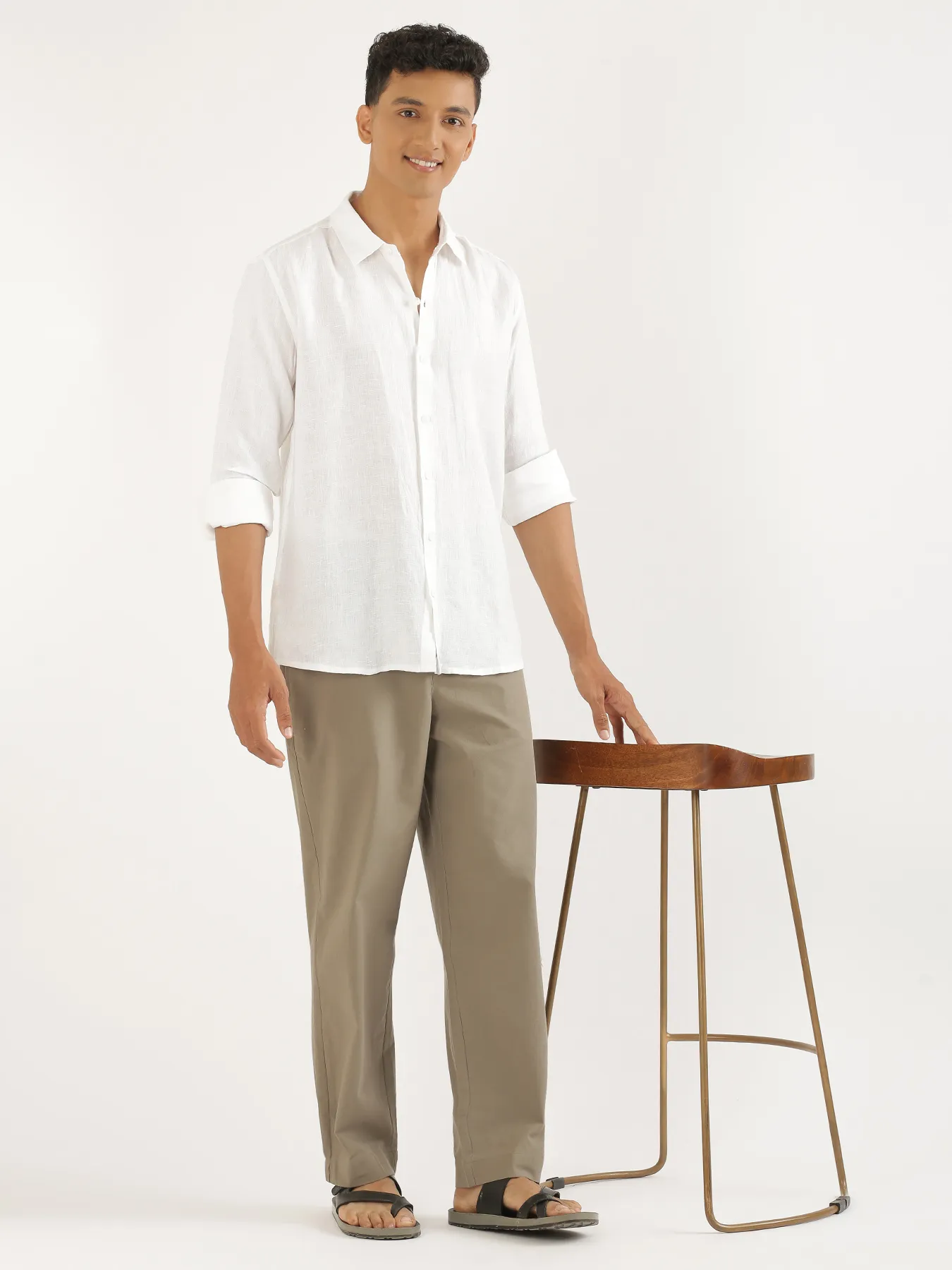 Men White Pure Linen Full Sleeve Shirt - Image 12