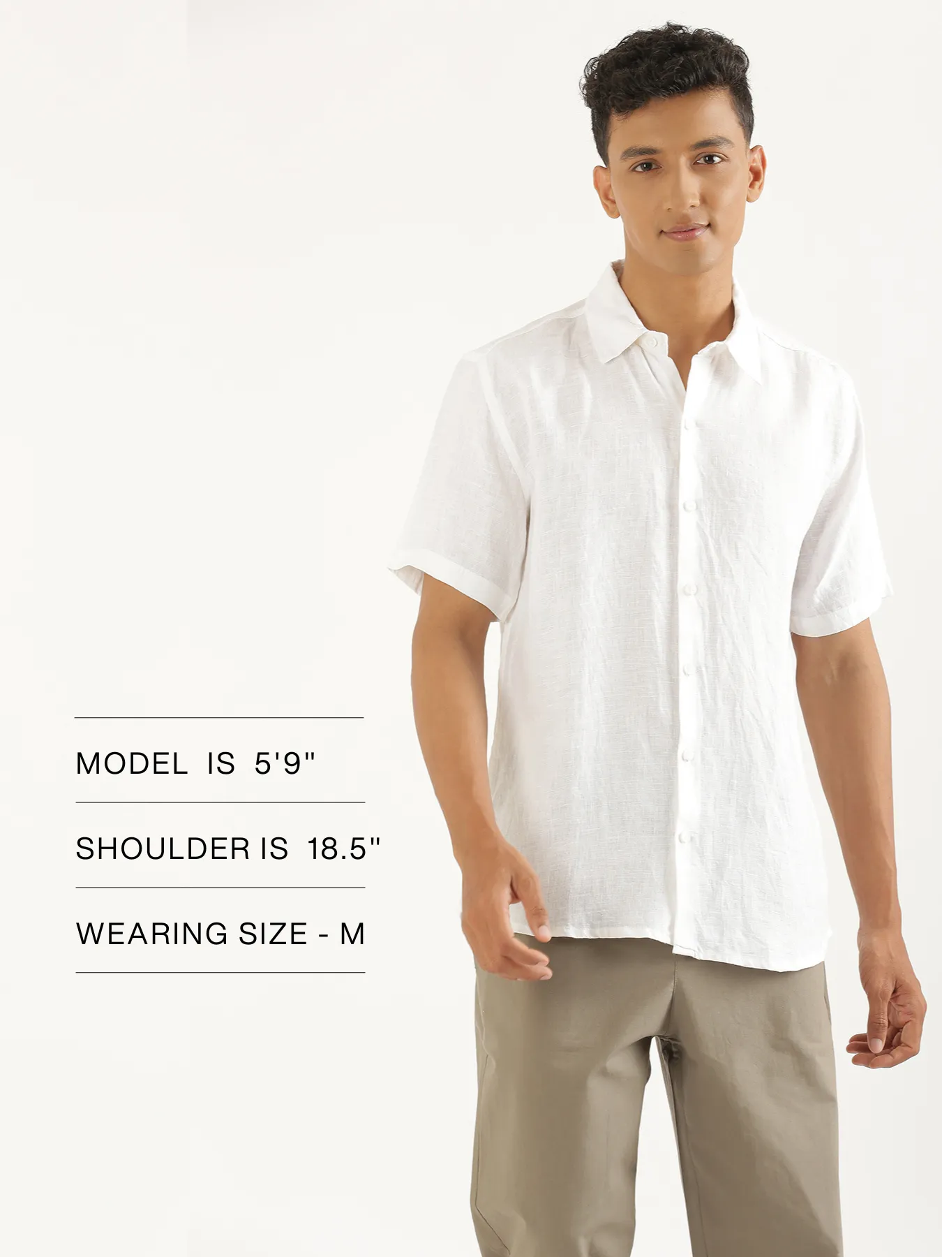 Men White Pure Linen Short Sleeve Shirt - Image 13