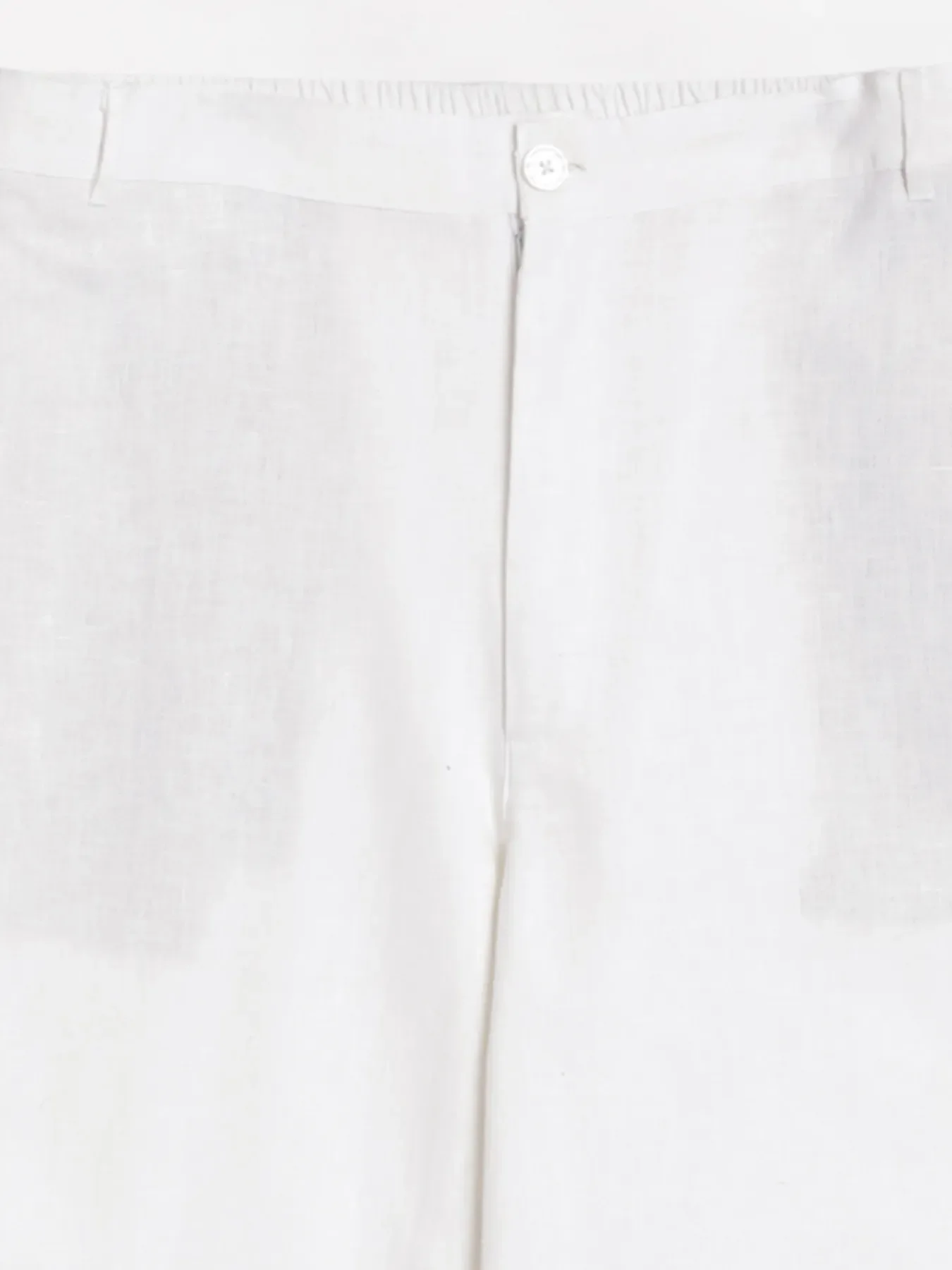 Men White Linen Blend Straight Pant - Image 11