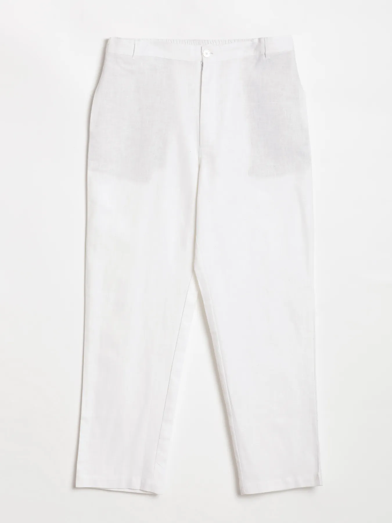 Men White Linen Blend Straight Pant - Image 12