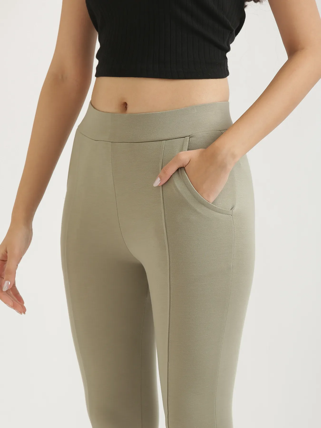 Women Mint Green 4-Way Stretchable Pants - Image 5
