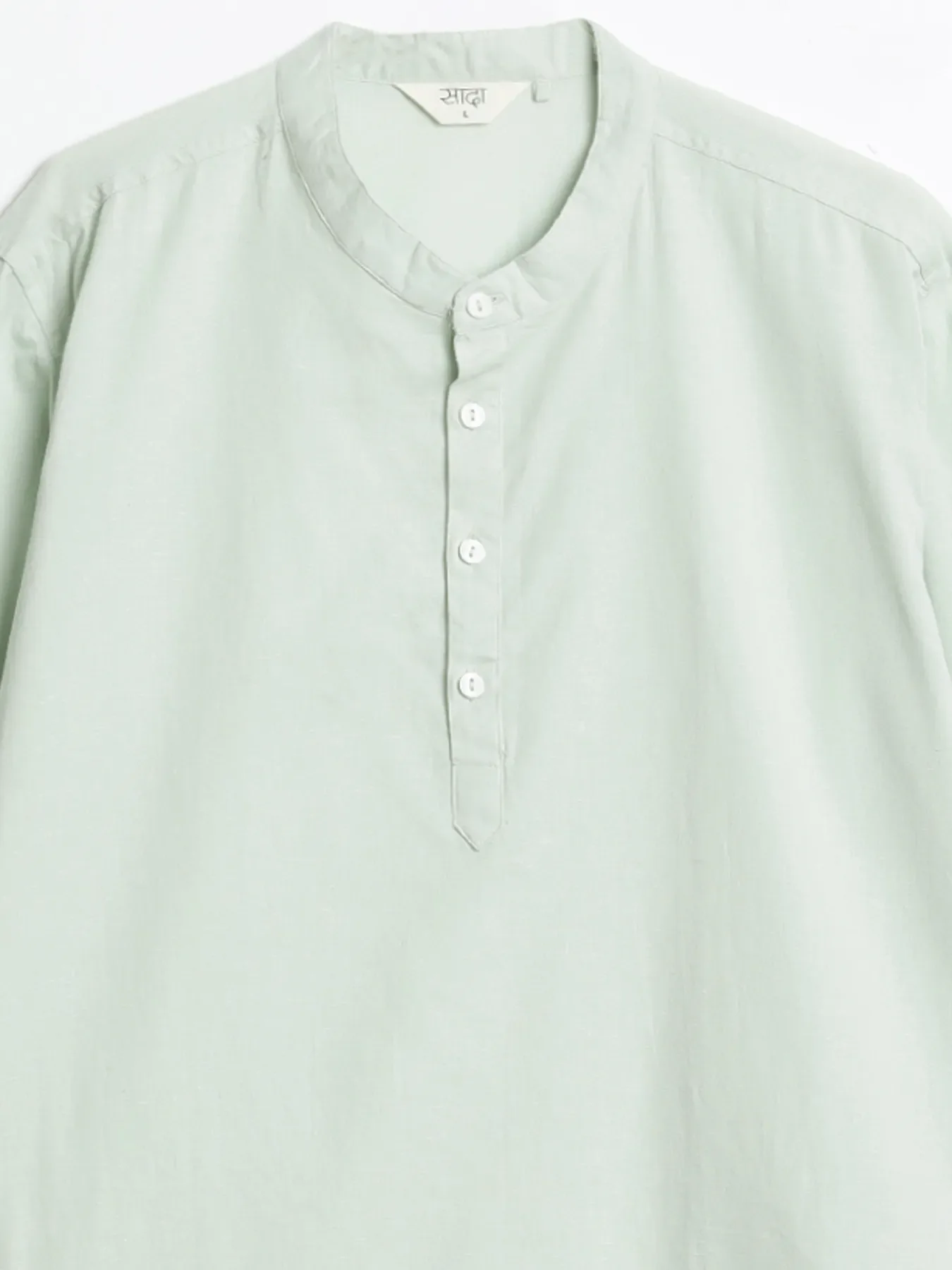 Men Mint Green Airy Linen Long Kurta - Image 14