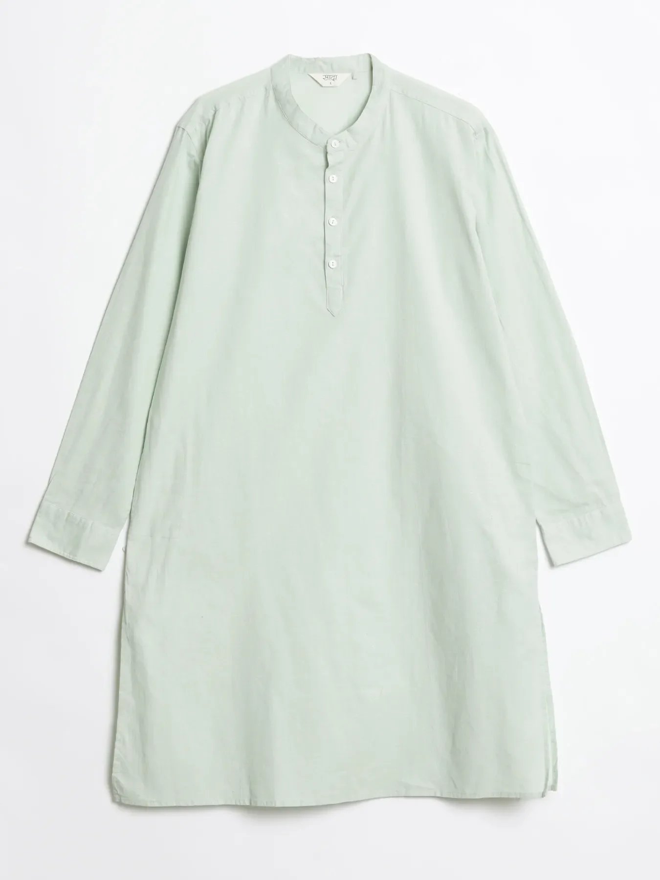 Men Mint Green Airy Linen Long Kurta - Image 15