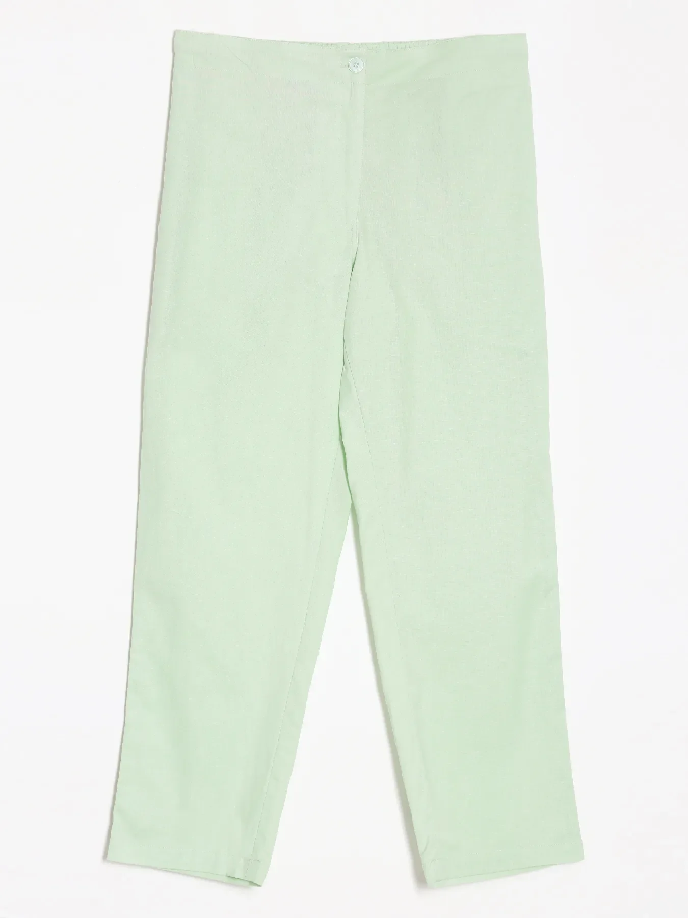 Women Mint Green Airy Linen Straight Pants - Image 15