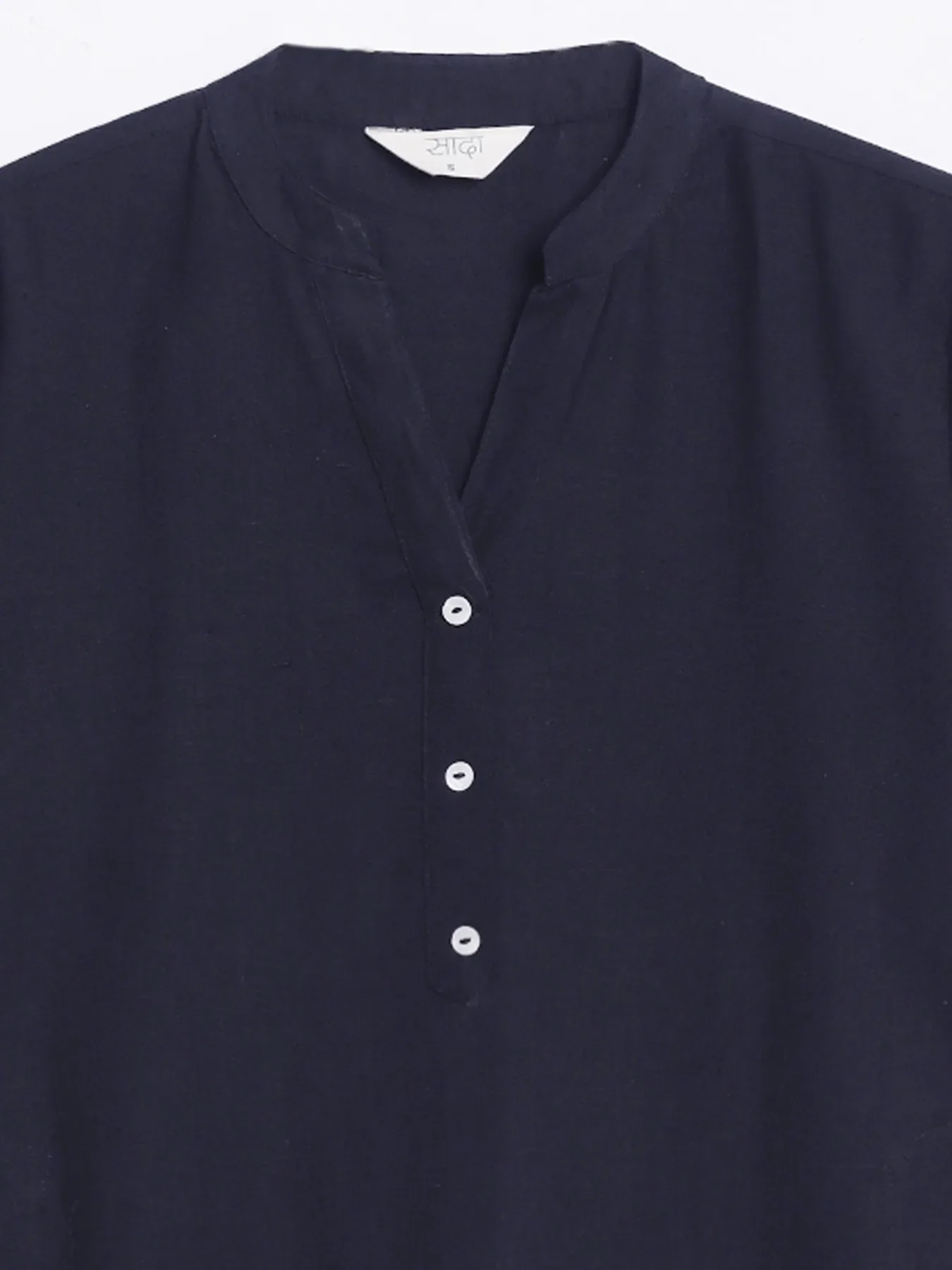 Women Navy Blue Airy Linen Long Kurta - Image 15