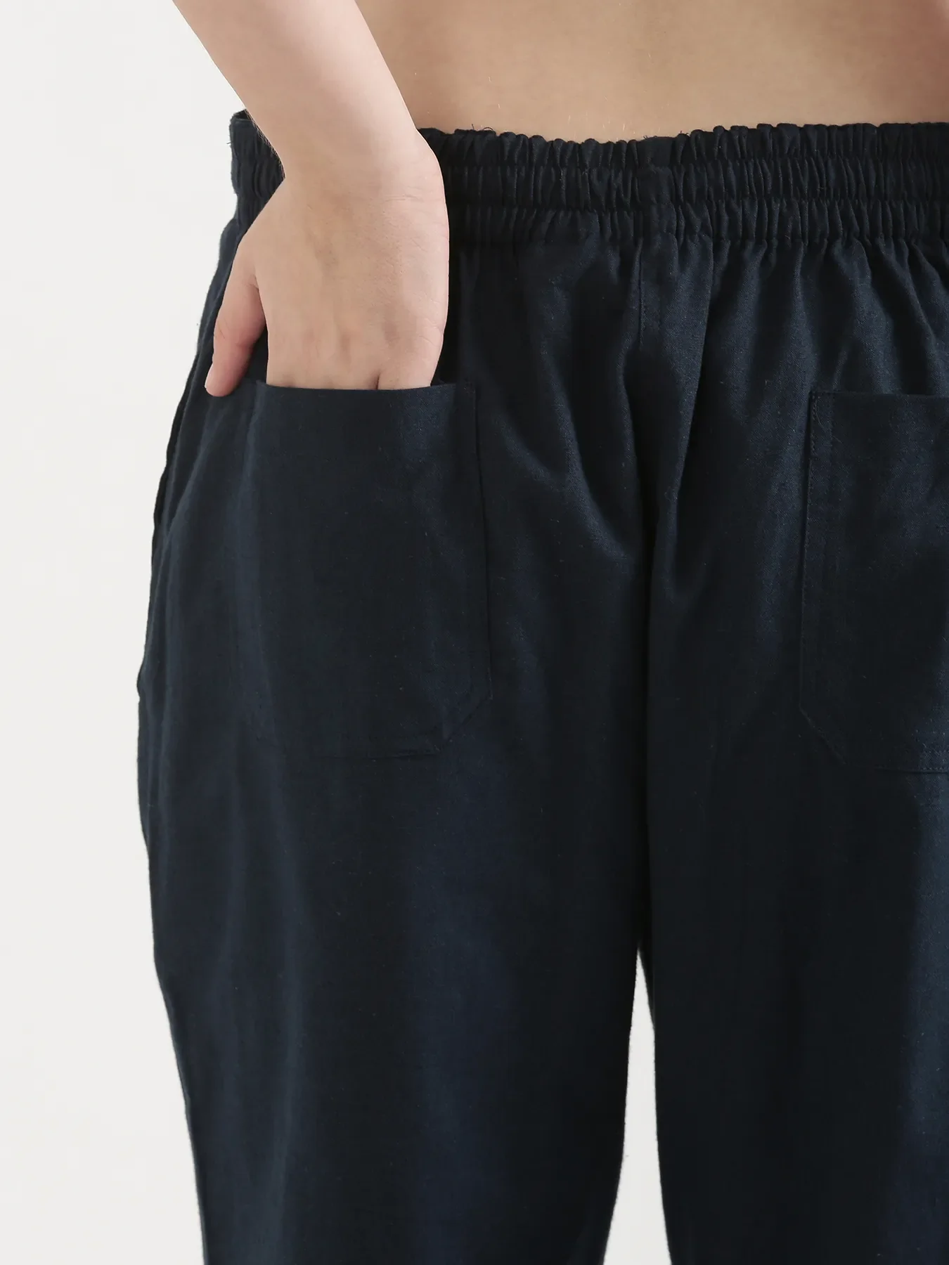 Women Navy Blue Airy Linen Straight Pants - Image 13