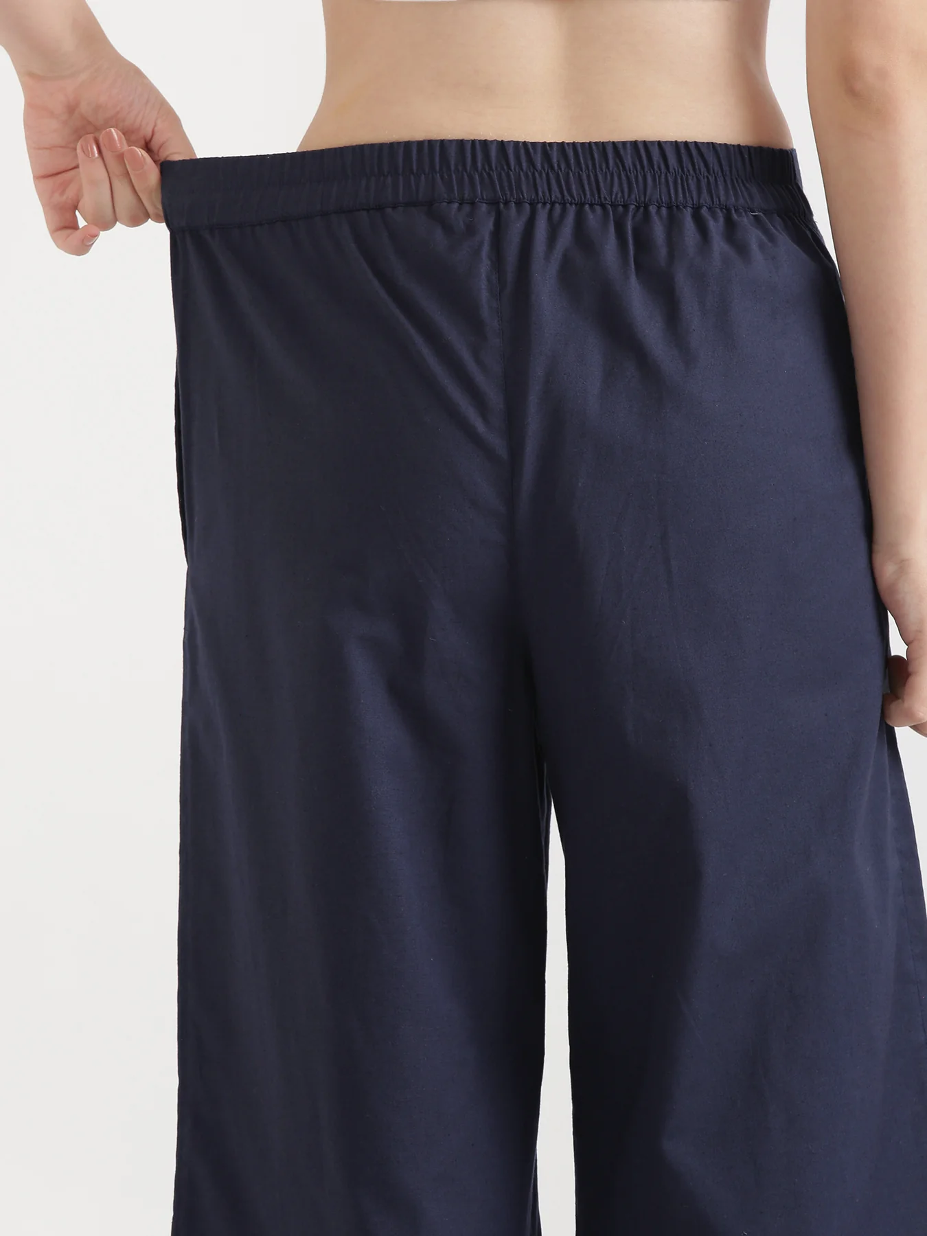 Women Navy Blue Airy Linen Wide Leg Pant - Image 13