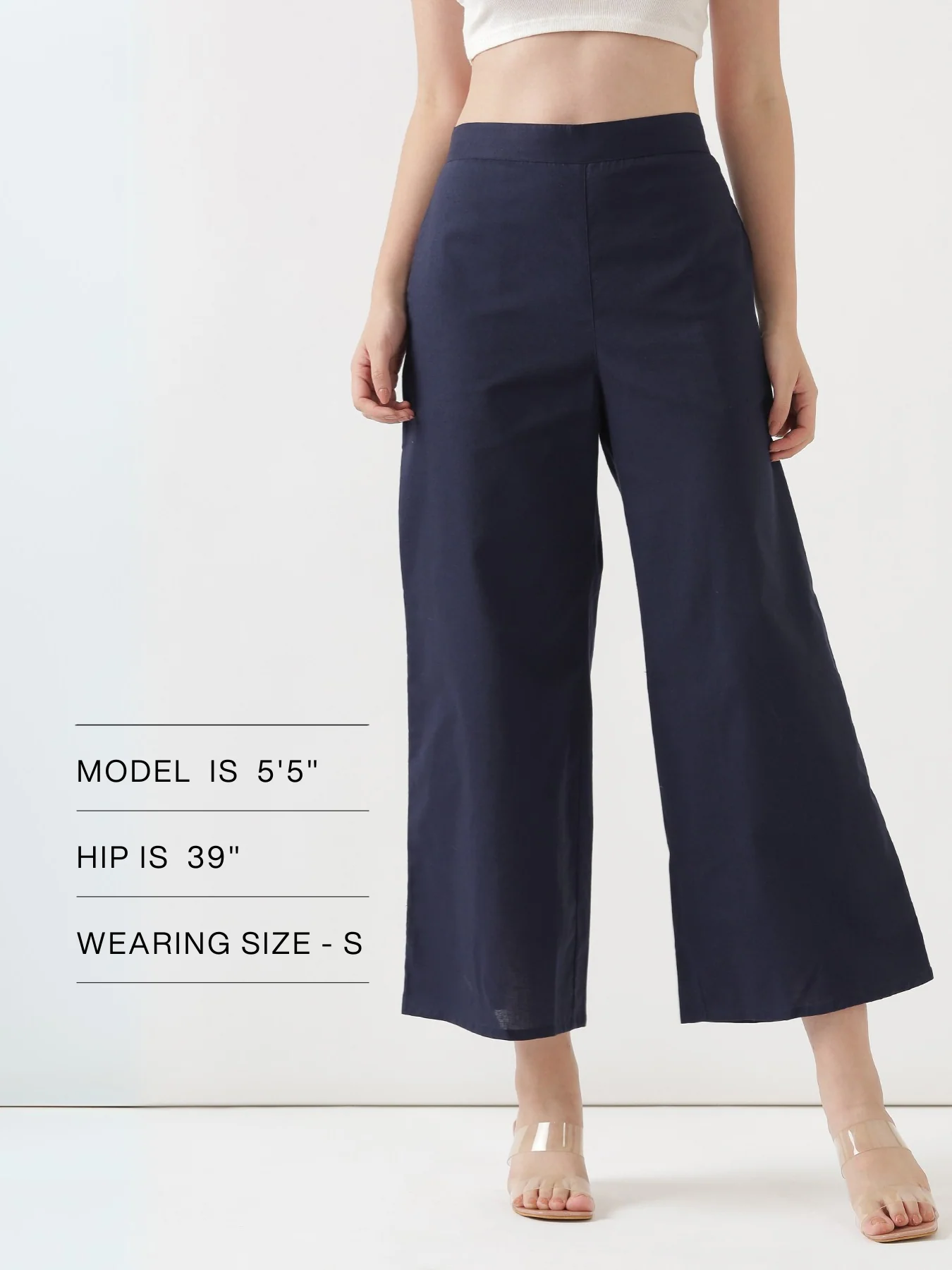 Women Navy Blue Airy Linen Wide Leg Pant - Image 15