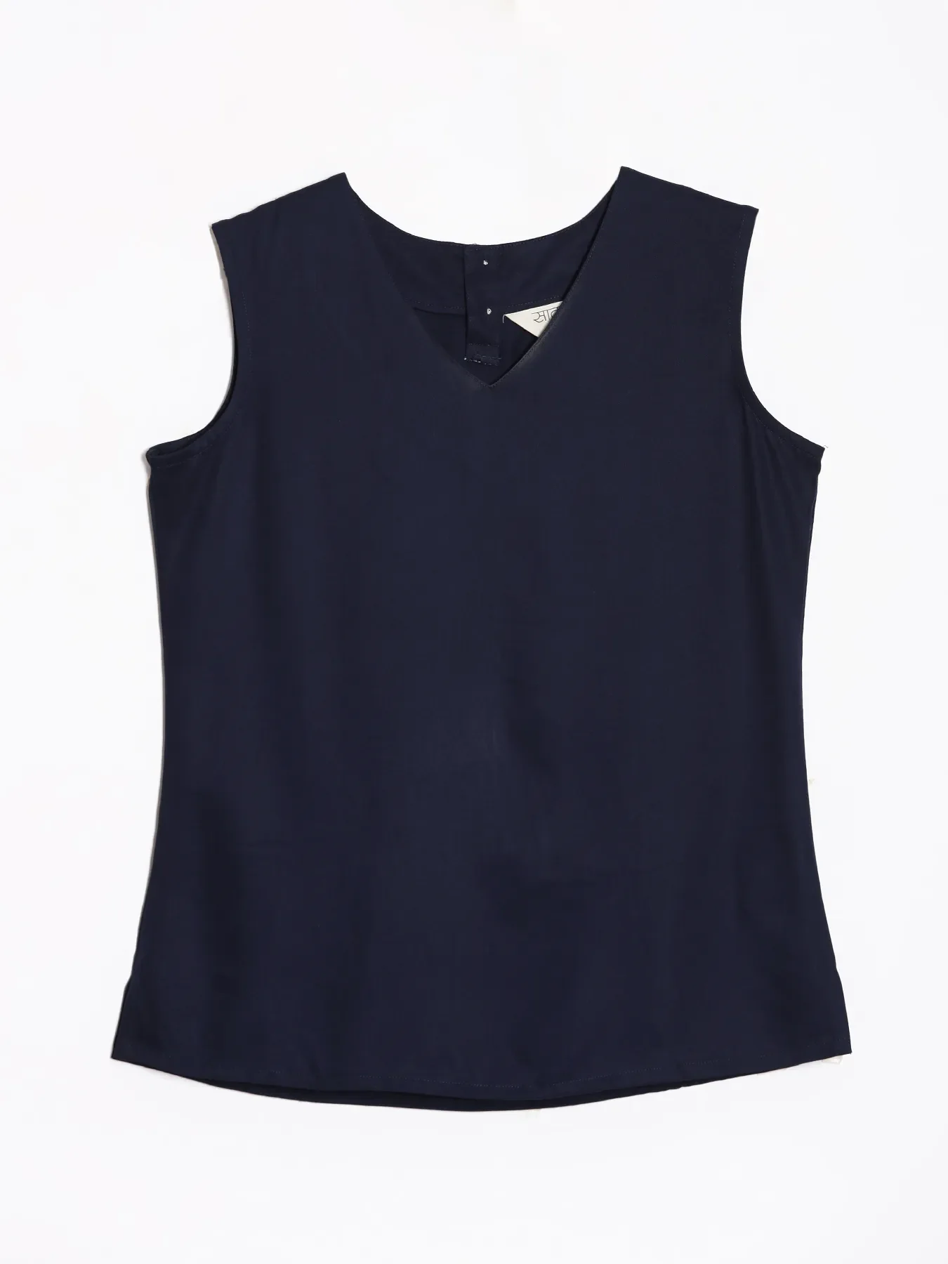 Women Navy Blue V-Neck Sleeveless Top - Image 12