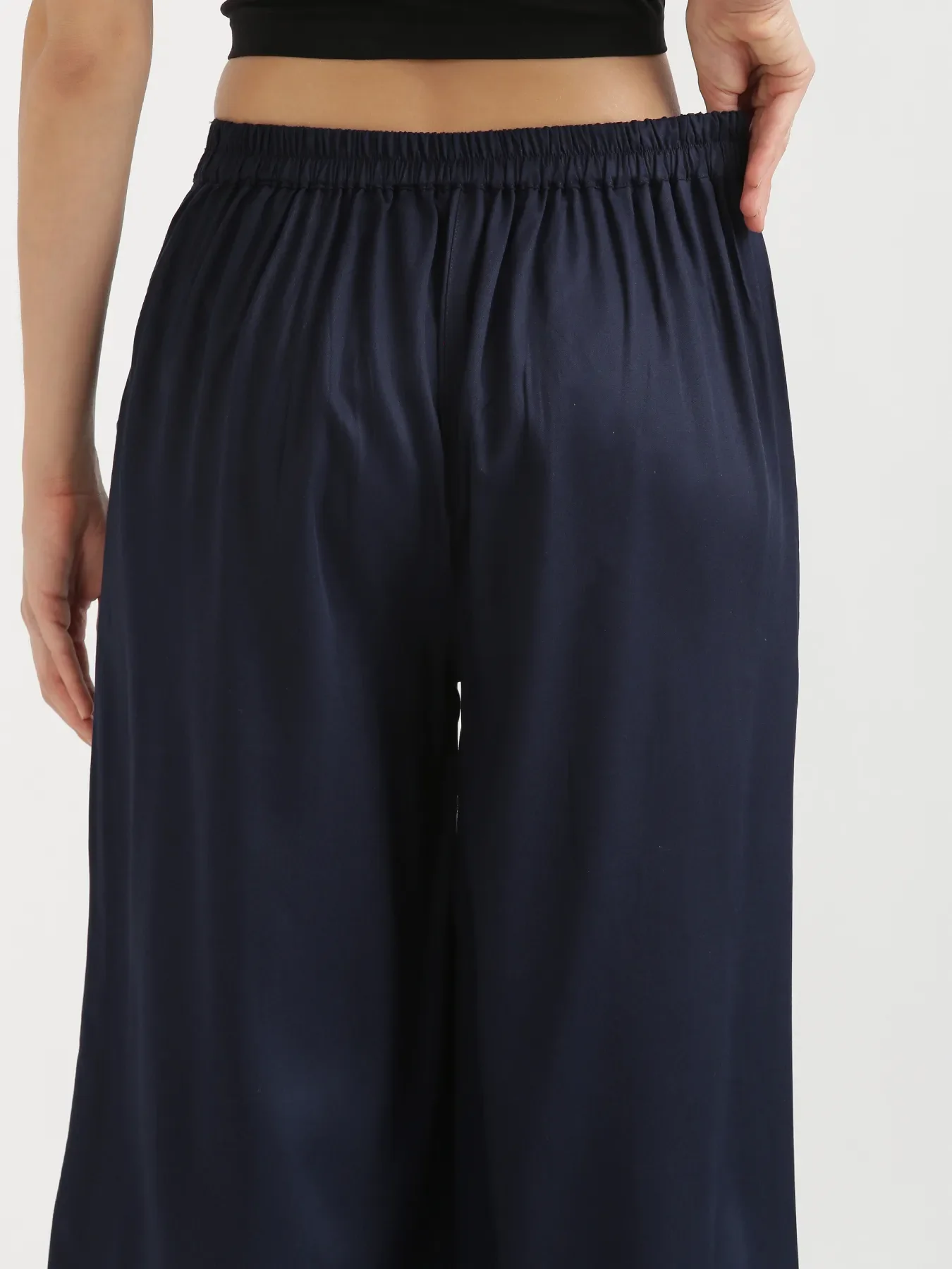 Women Navy Blue Viscose Palazzo Pant - Image 10