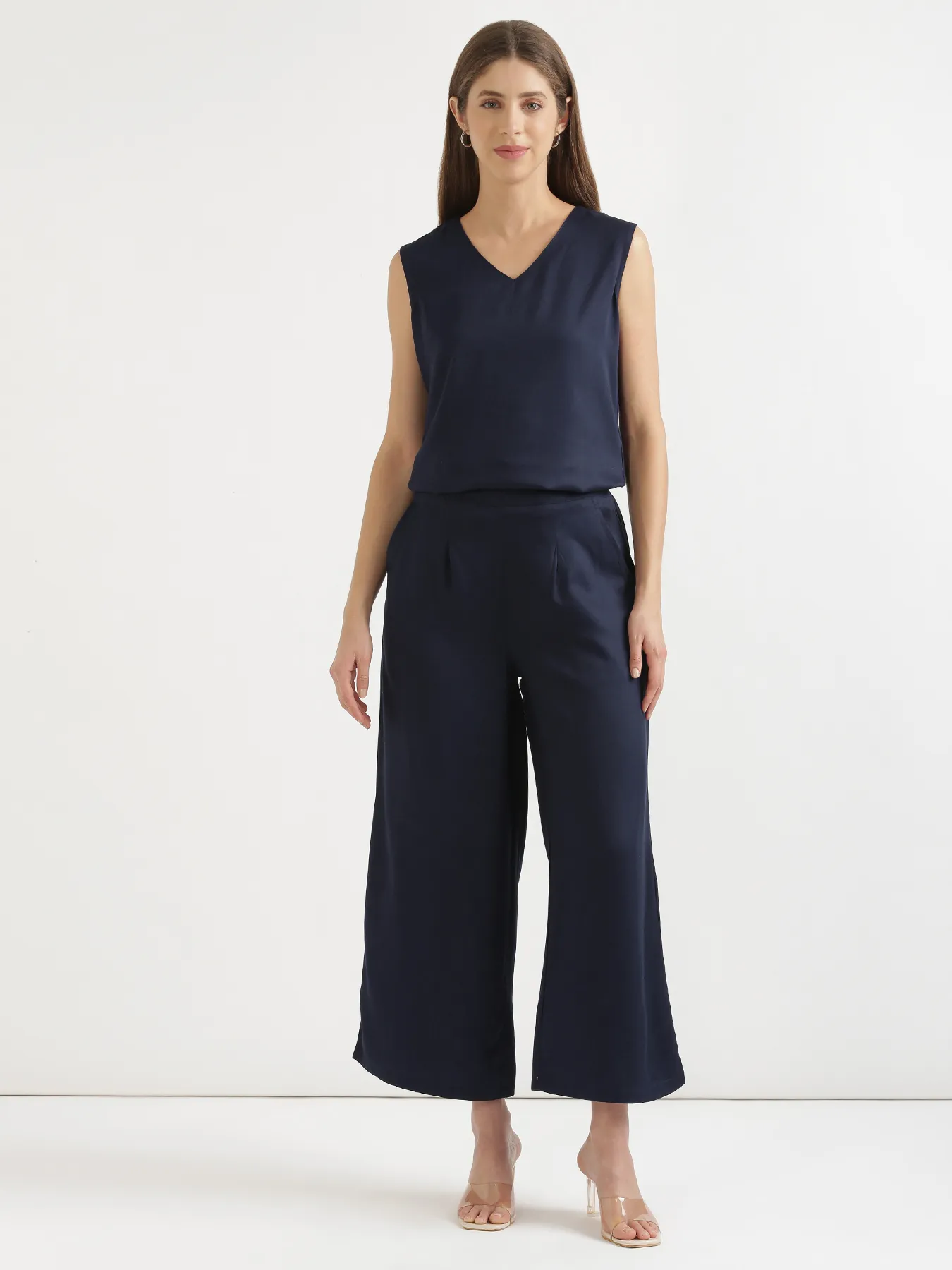 Women Navy Blue Viscose Palazzo Pant - Image 11