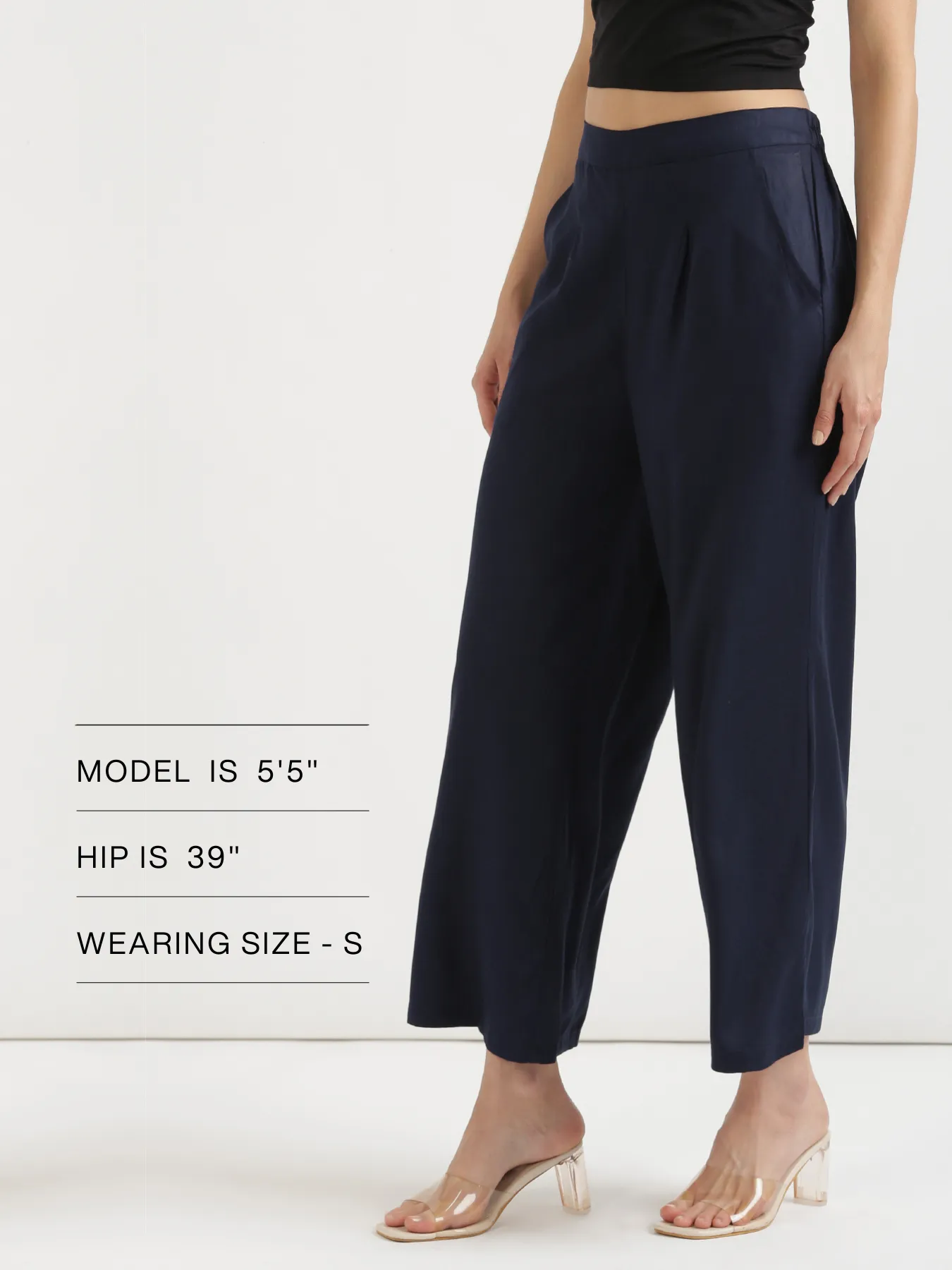 Women Navy Blue Viscose Palazzo Pant - Image 14
